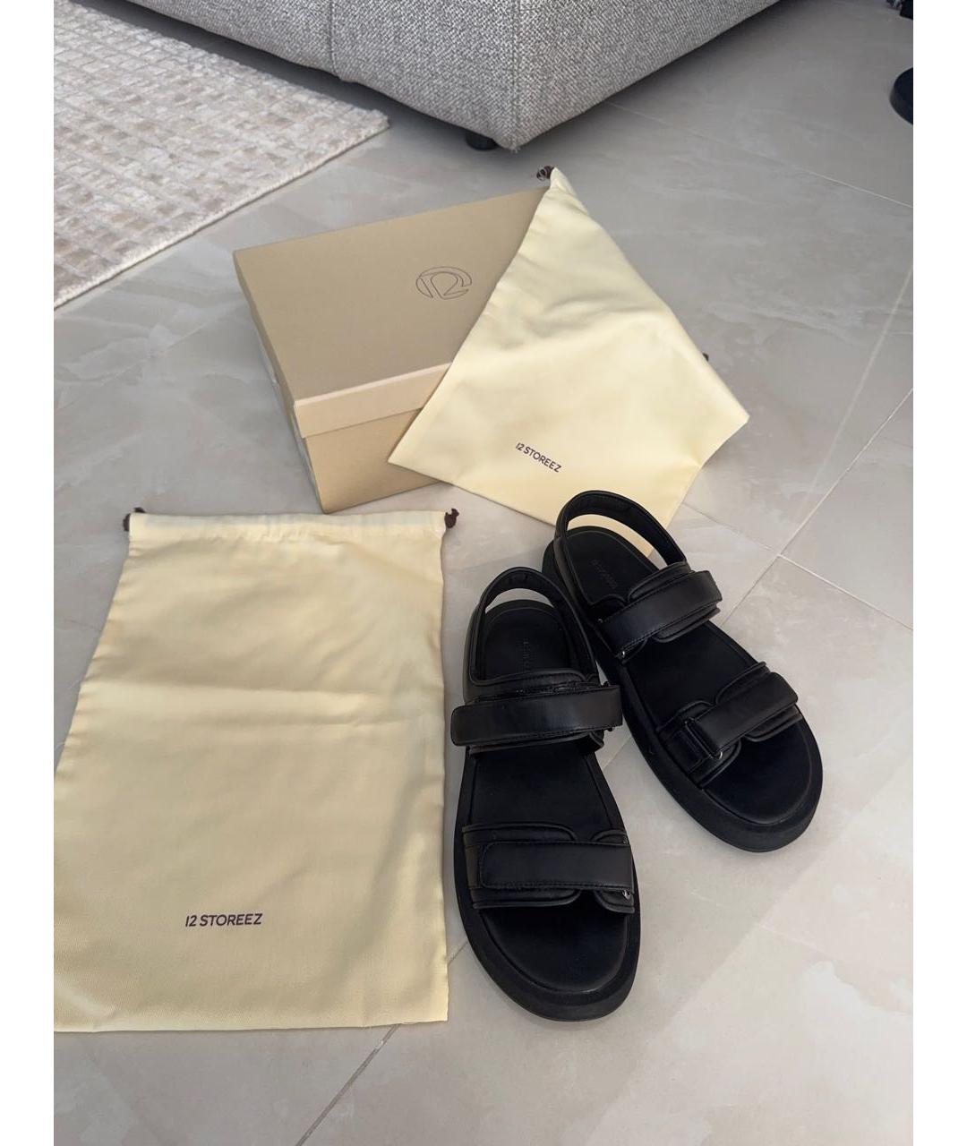 12 STOREEZ Черные кожаные сандалии, фото 8