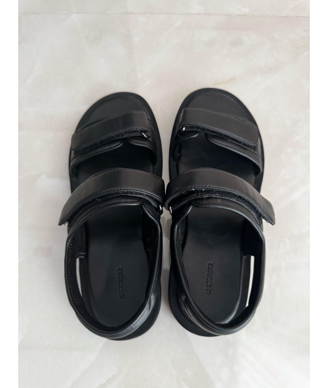 12 STOREEZ Черные кожаные сандалии, фото 3