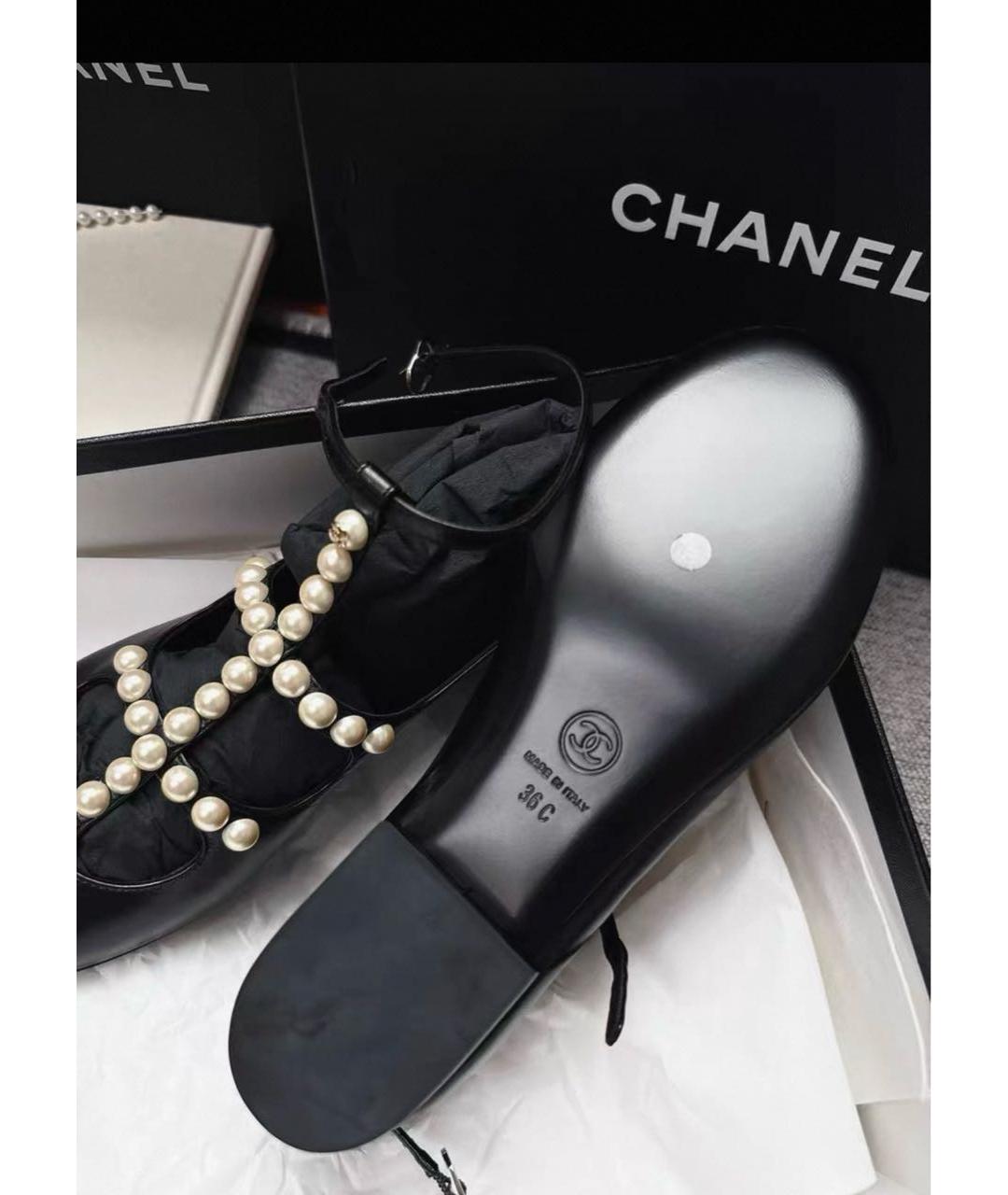 CHANEL Черные кожаные туфли, фото 4
