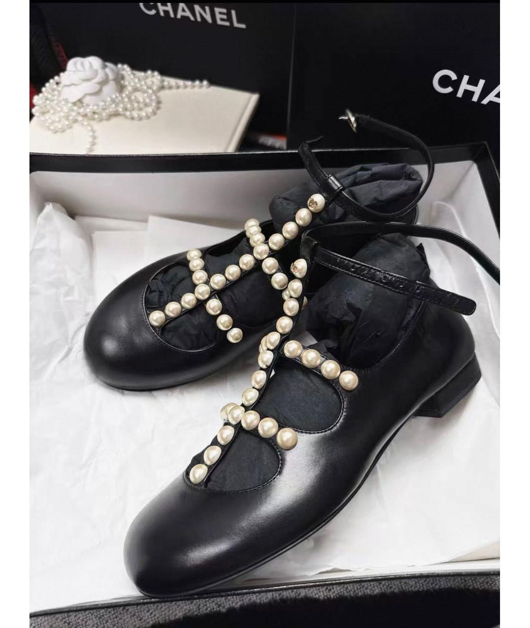 CHANEL Черные кожаные туфли, фото 3