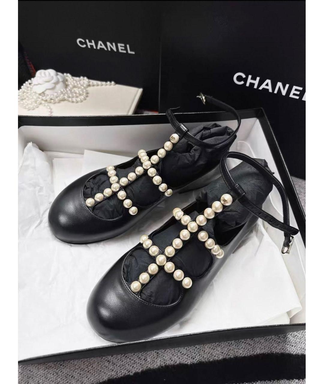CHANEL Черные кожаные туфли, фото 2