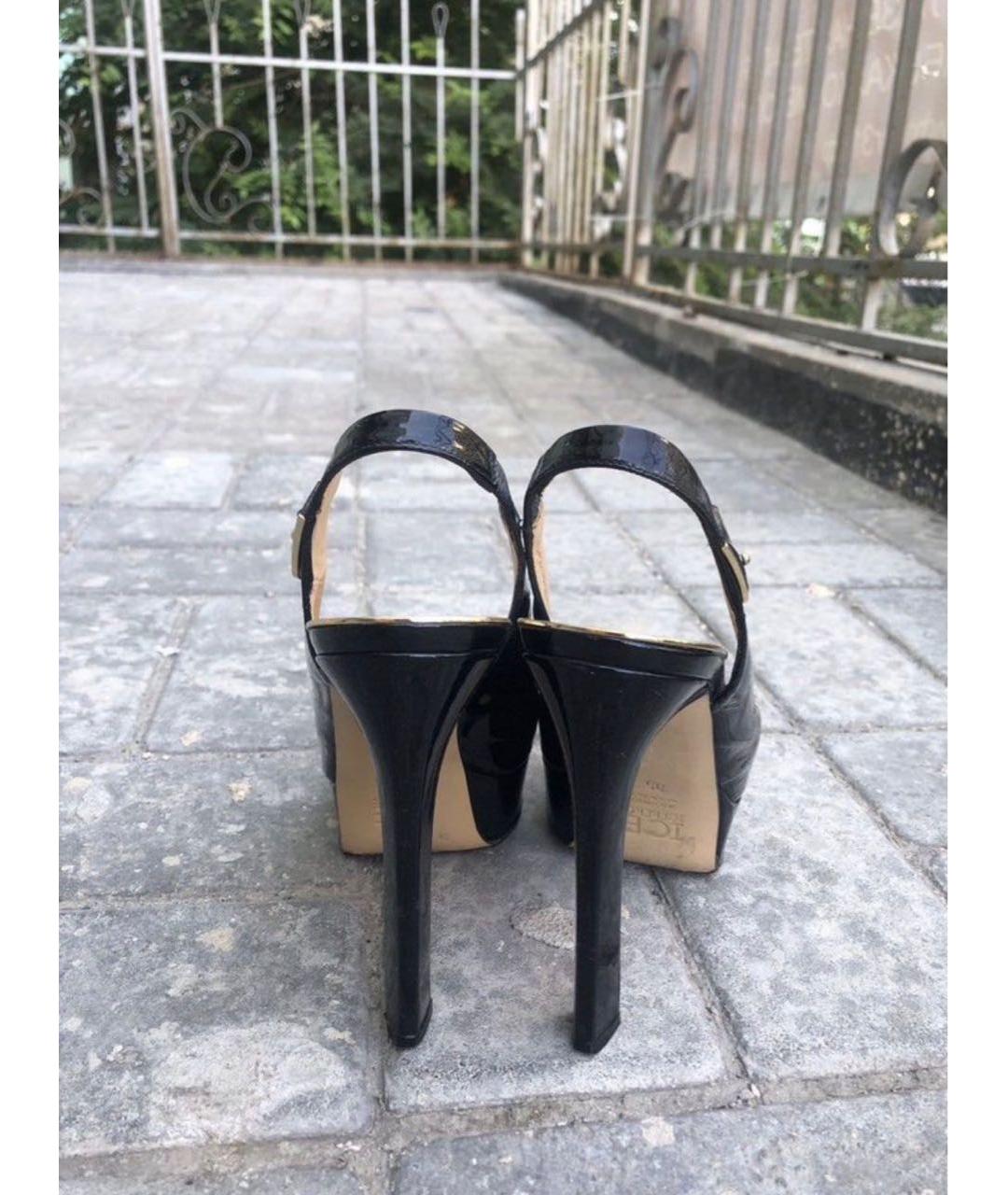 ICEBERG Черные босоножки из лакированной кожи, фото 4