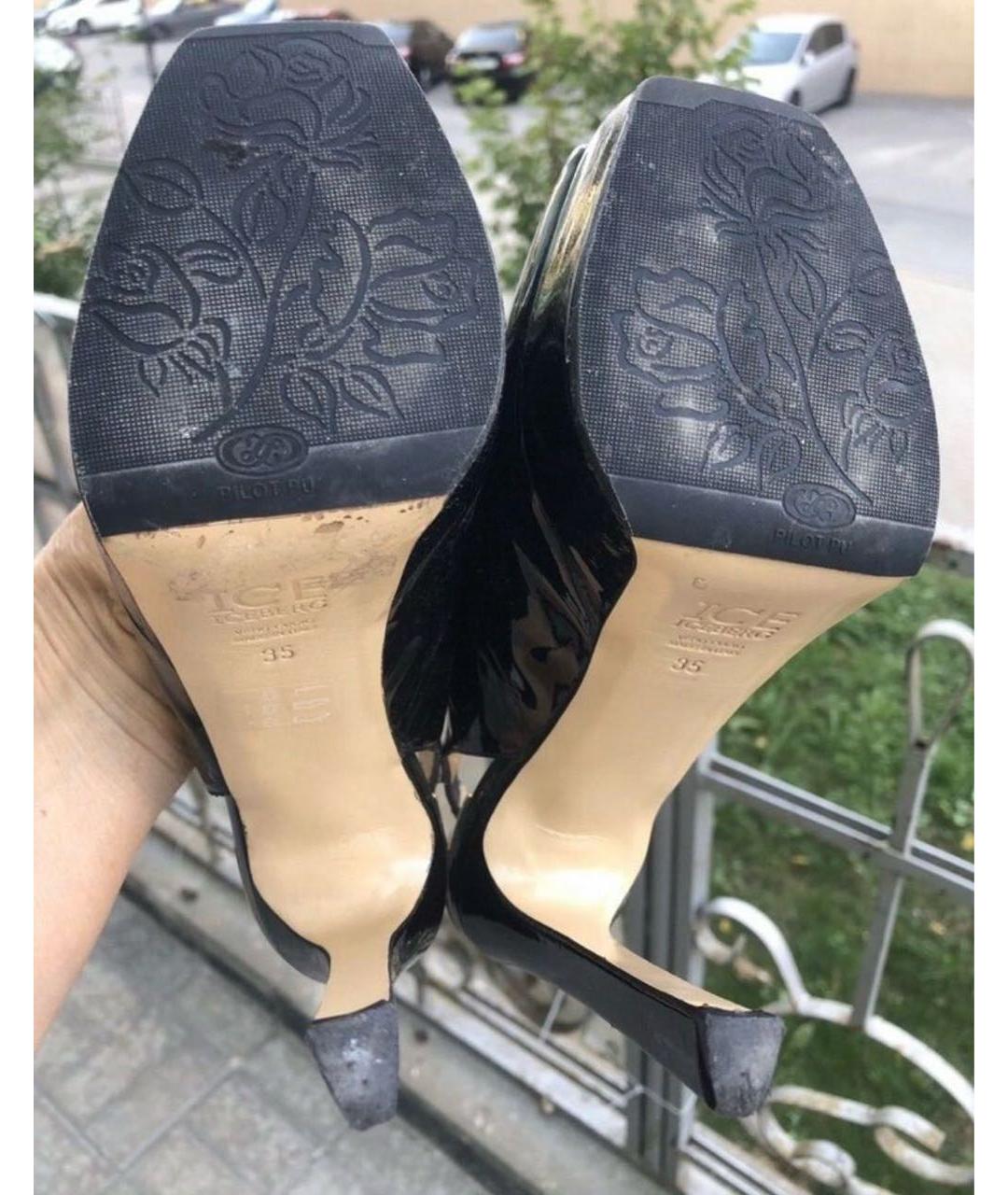 ICEBERG Черные босоножки из лакированной кожи, фото 6