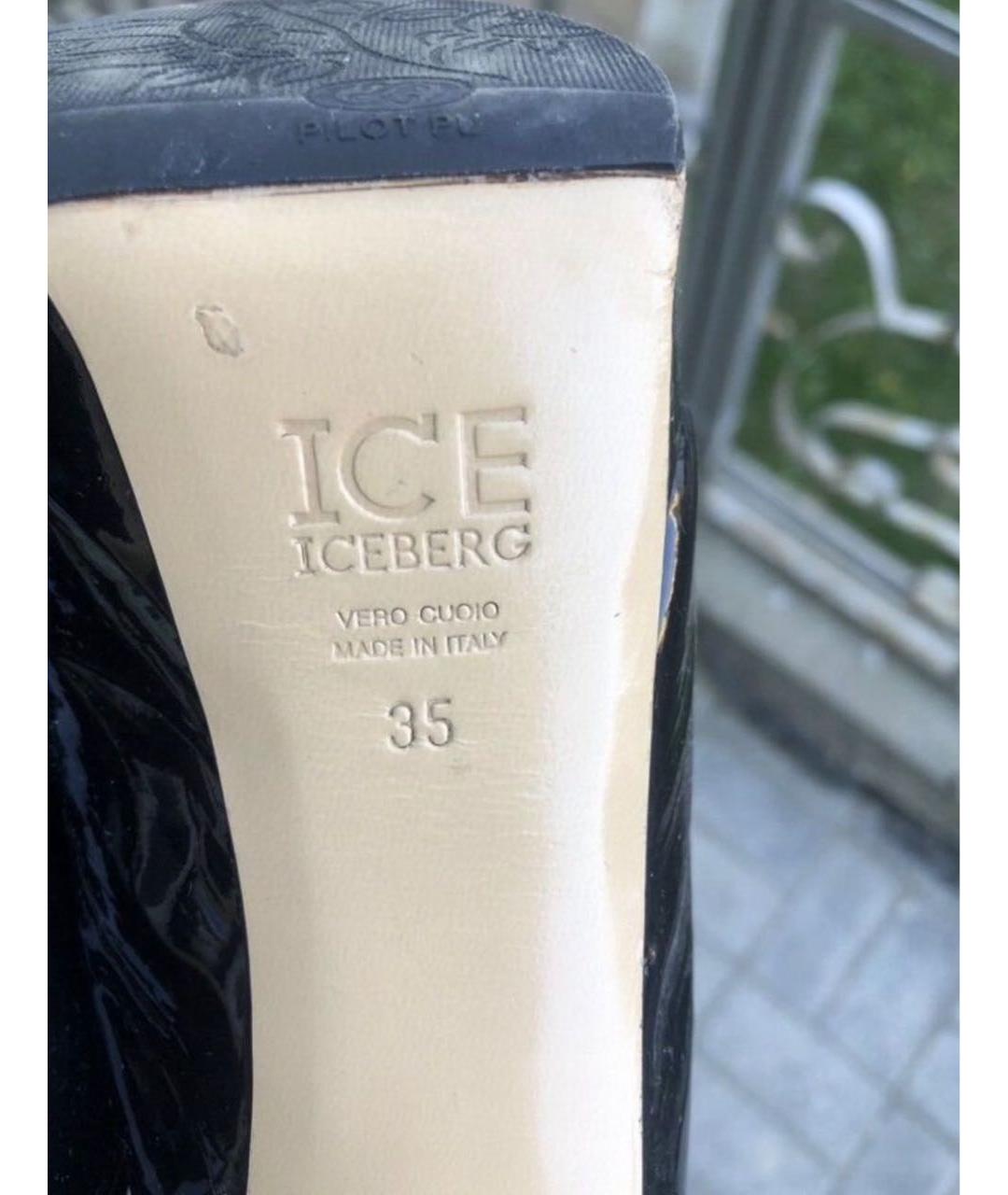 ICEBERG Черные босоножки из лакированной кожи, фото 5