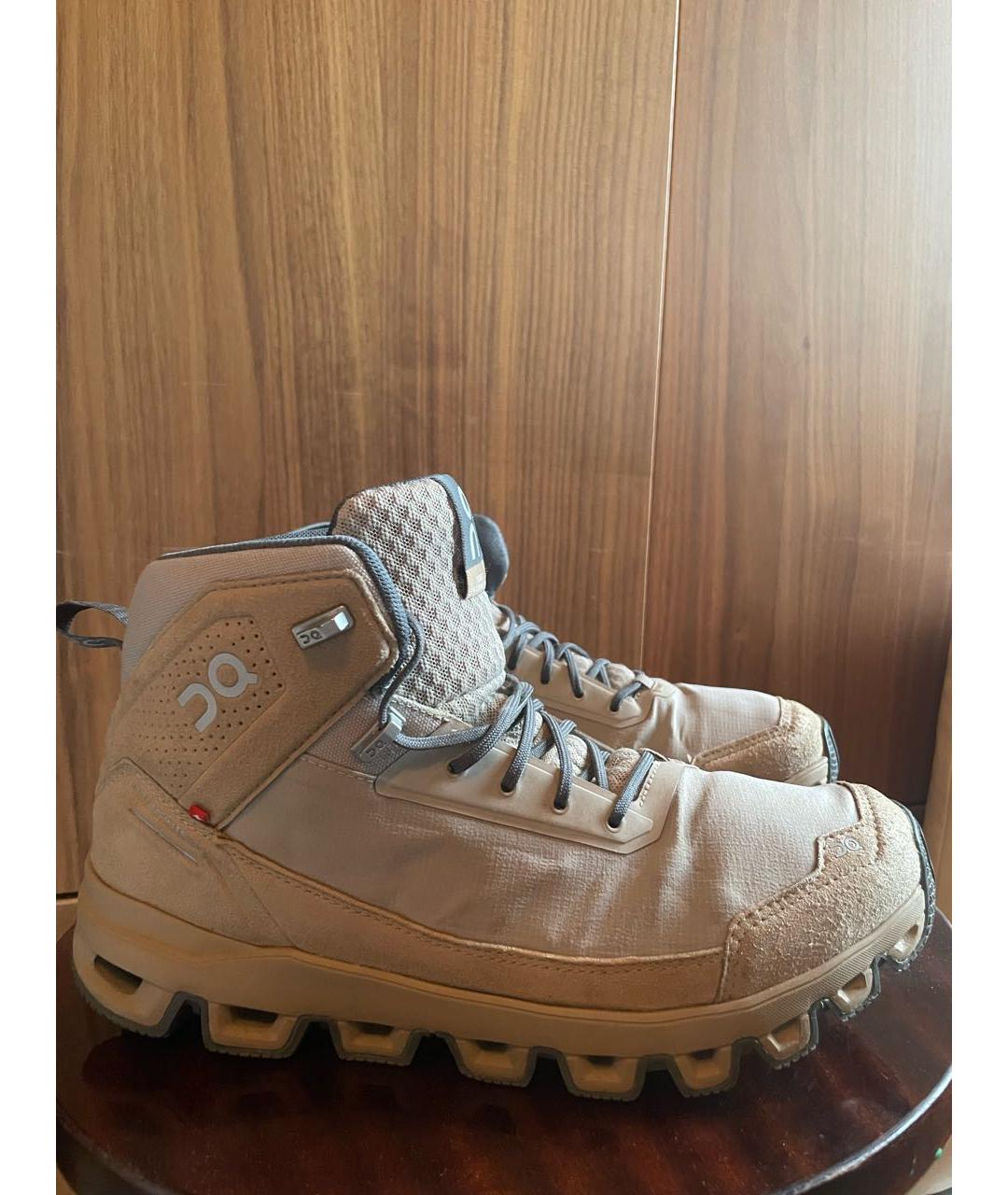 ON Бежевые текстильные высокие ботинки, фото 6