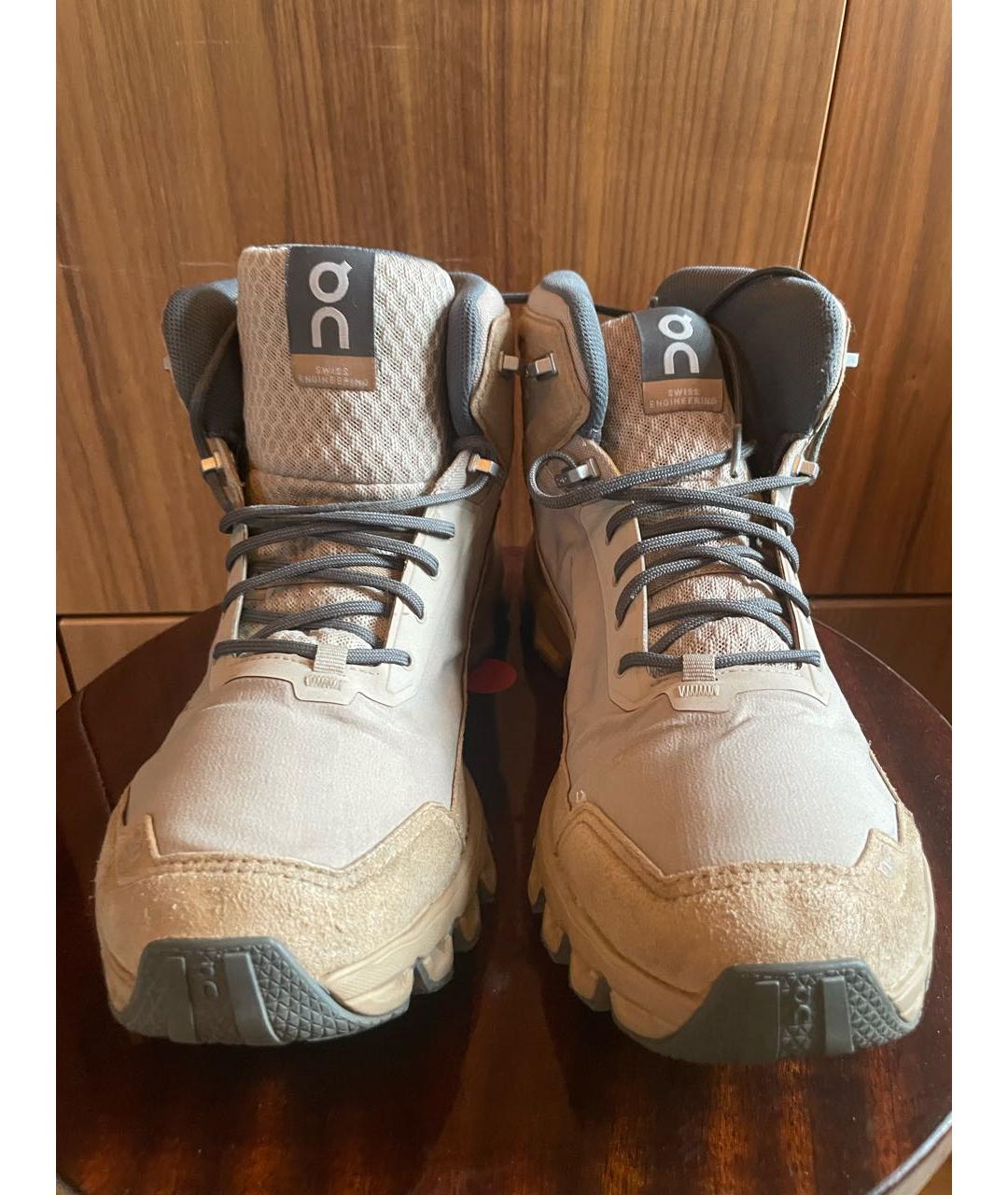 ON Бежевые текстильные высокие ботинки, фото 3