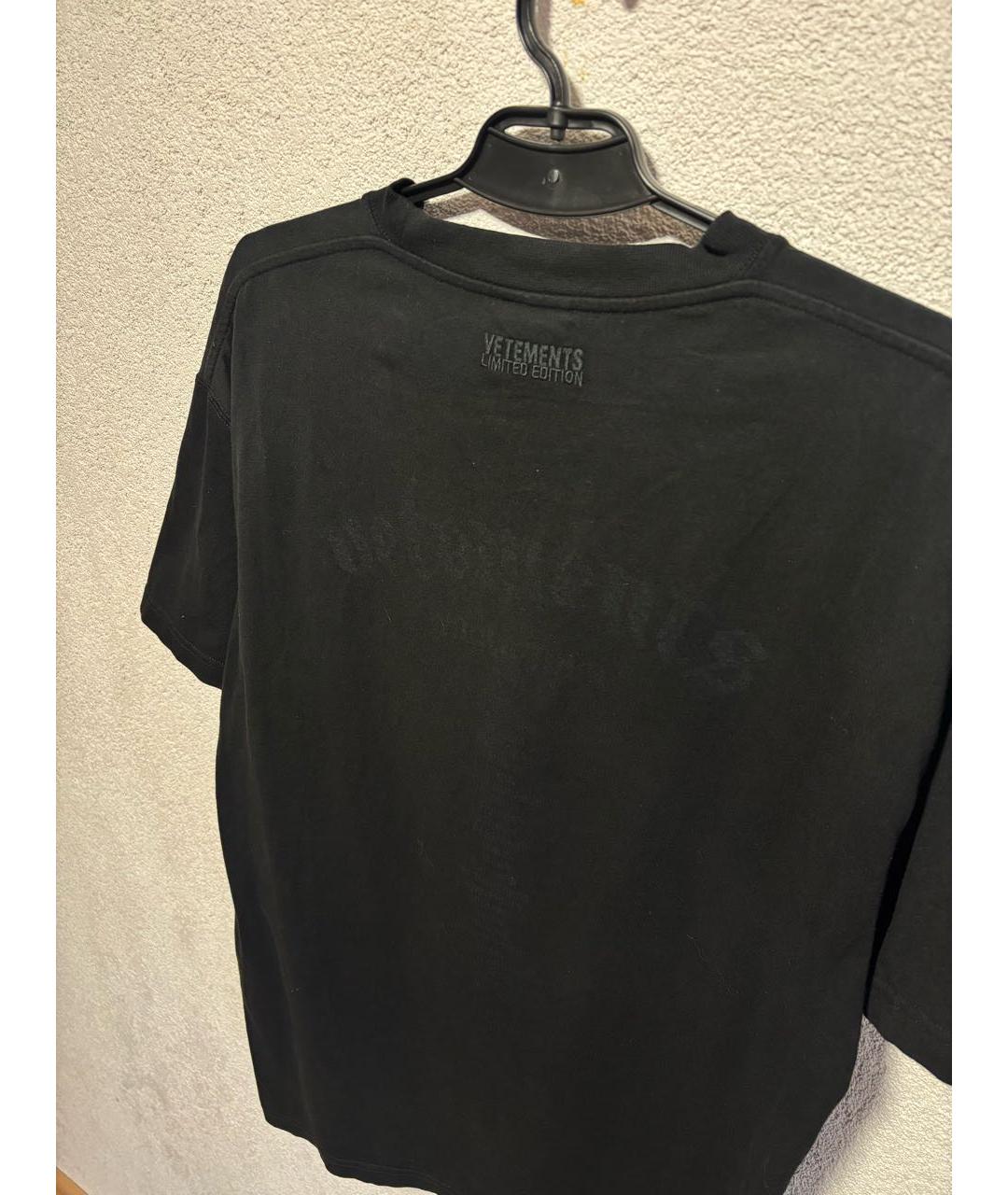 VETEMENTS Черная хлопковая футболка, фото 4