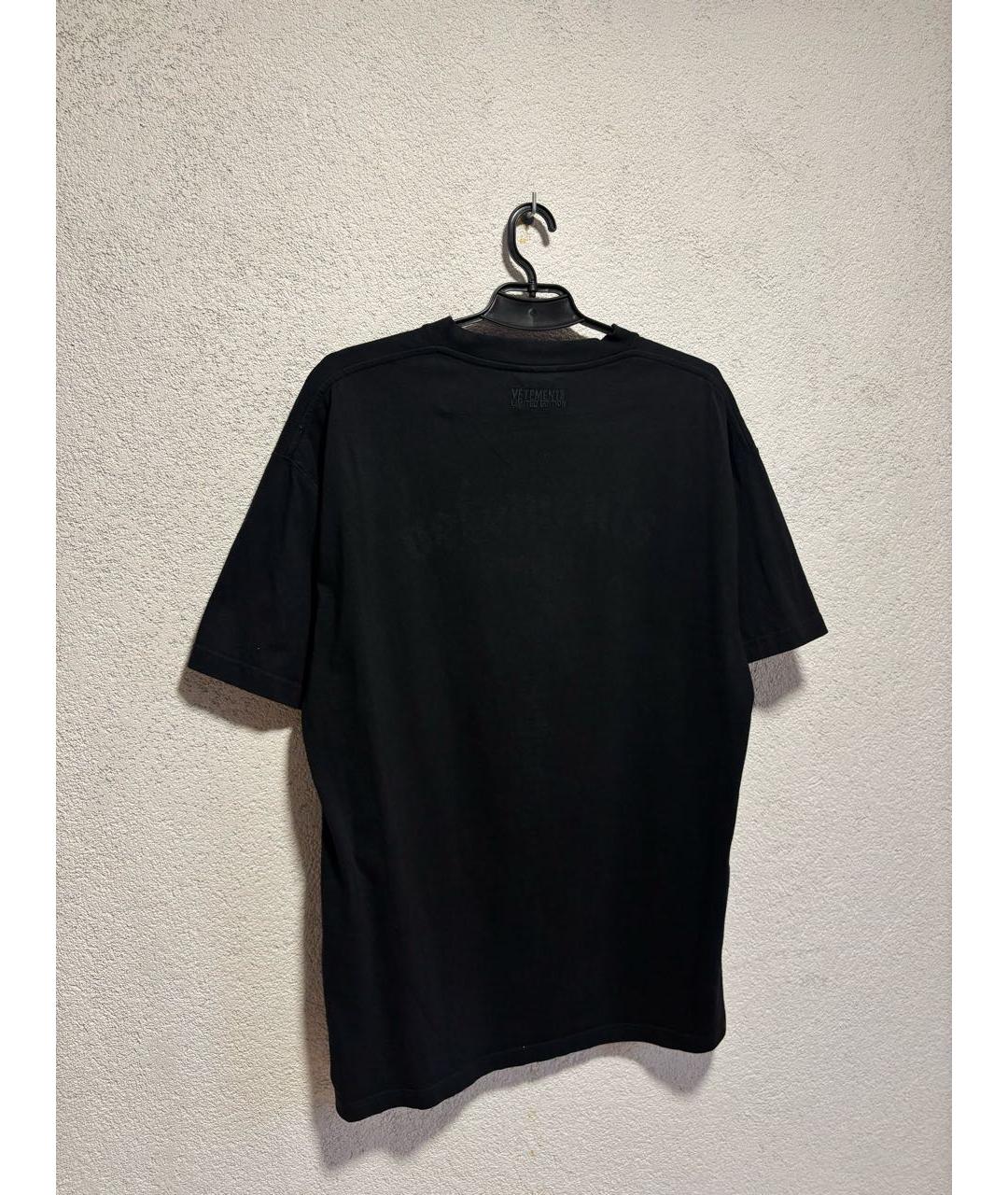 VETEMENTS Черная хлопковая футболка, фото 3