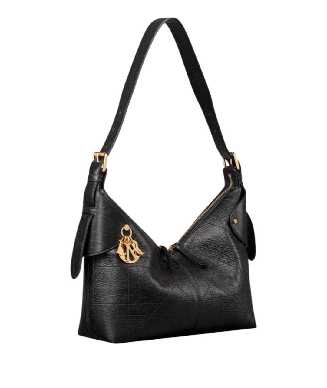 CHRISTIAN DIOR Черная кожаная сумка через плечо, фото 1