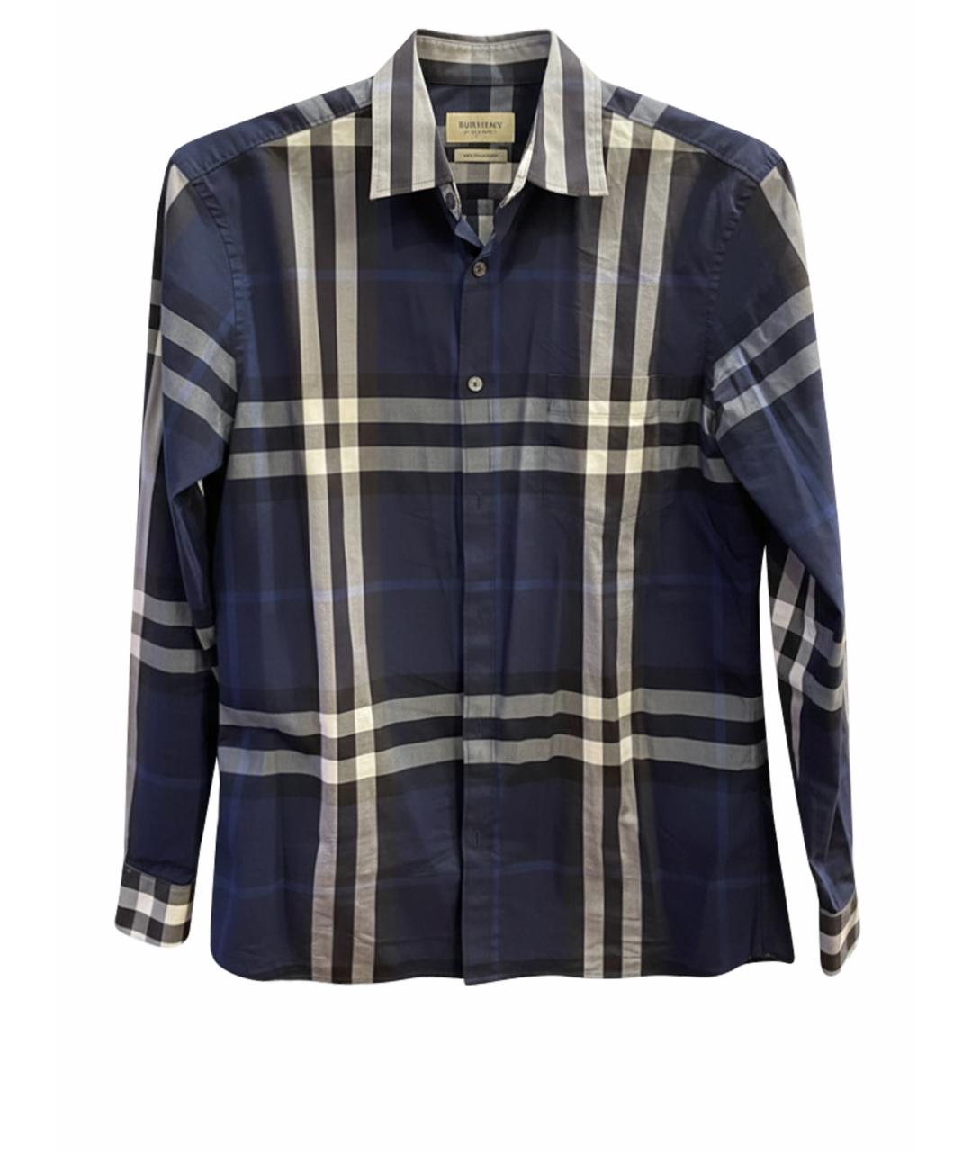 BURBERRY Темно-синяя хлопковая кэжуал рубашка, фото 1