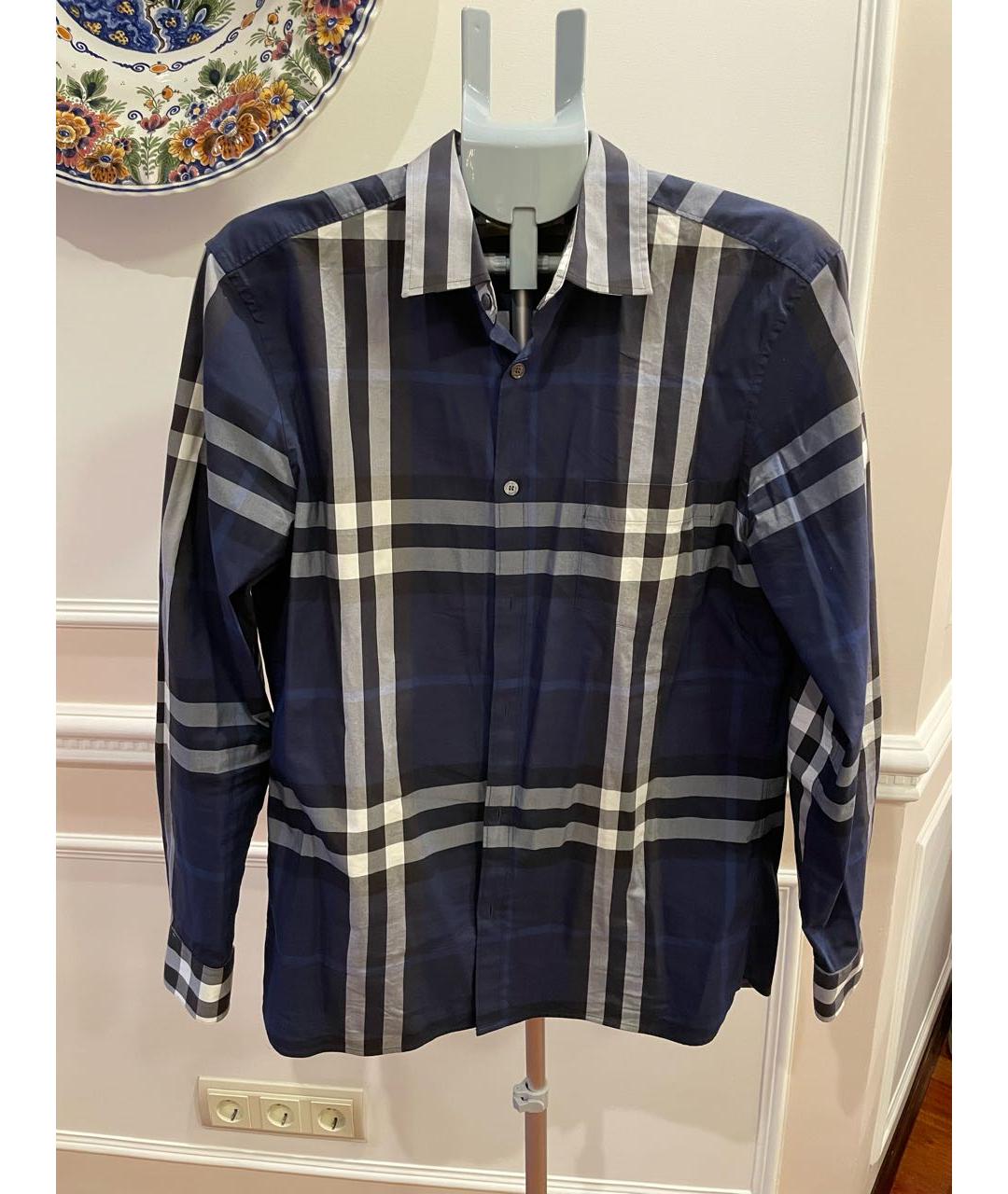 BURBERRY Темно-синяя хлопковая кэжуал рубашка, фото 6
