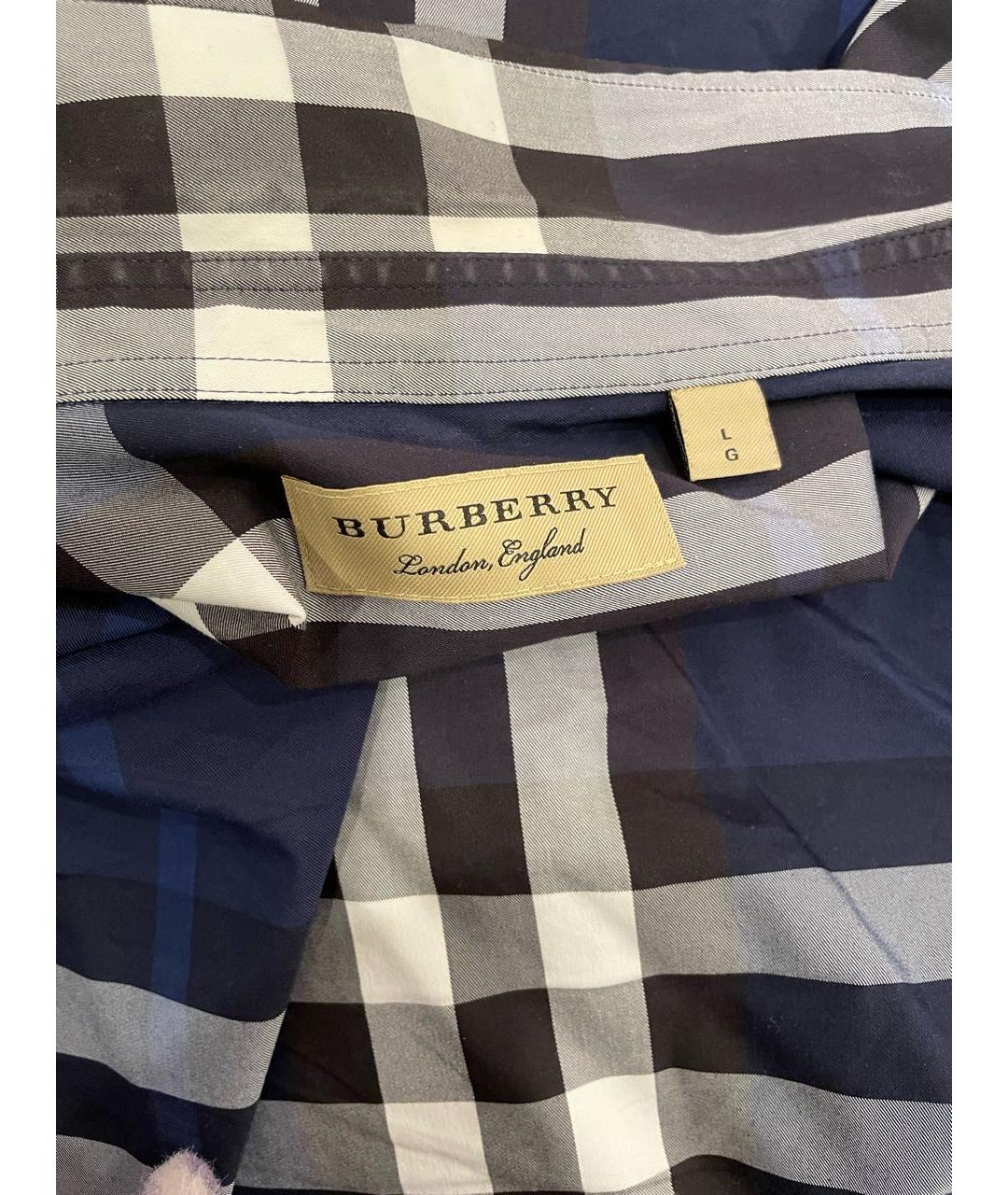 BURBERRY Темно-синяя хлопковая кэжуал рубашка, фото 3