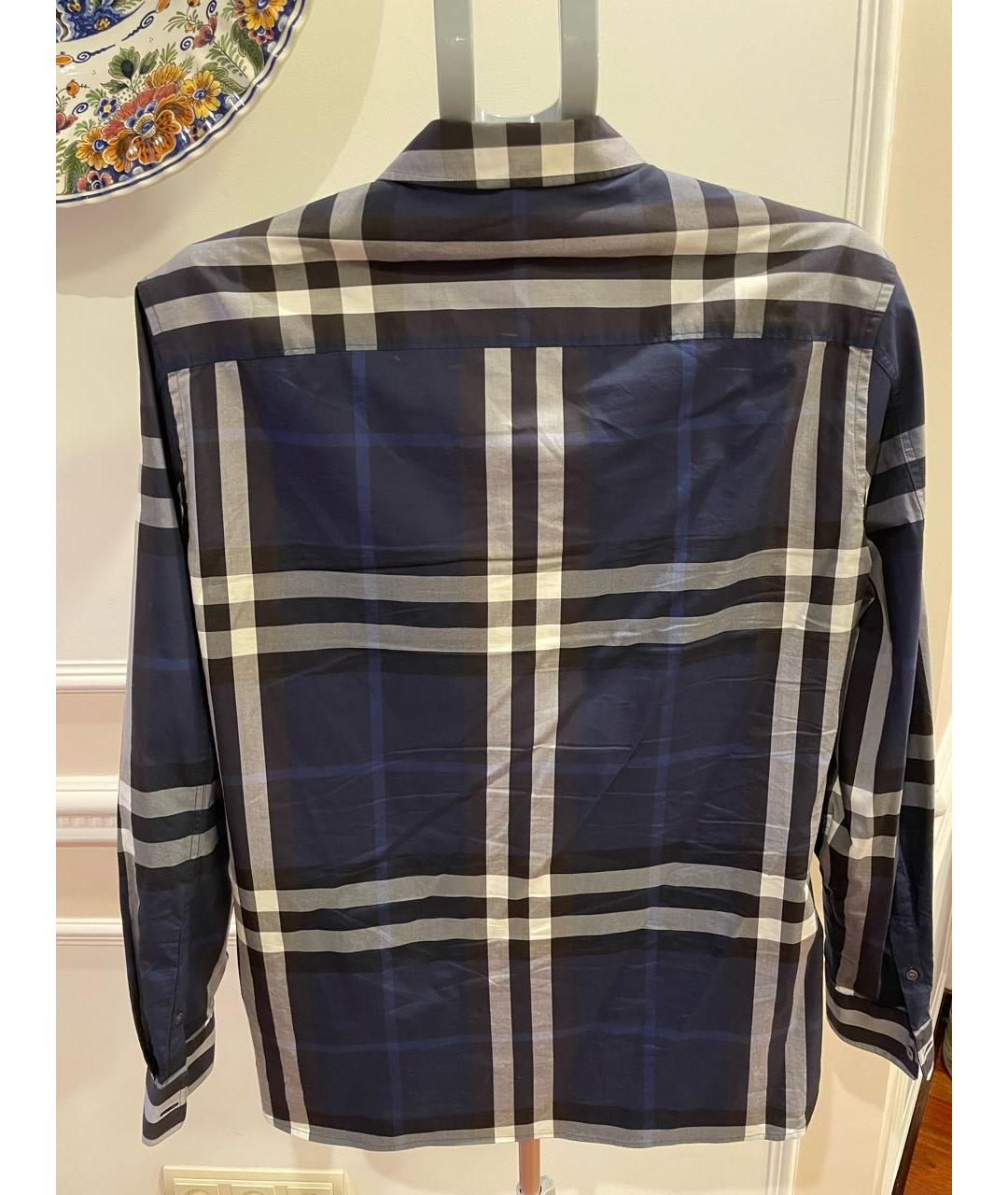 BURBERRY Темно-синяя хлопковая кэжуал рубашка, фото 2