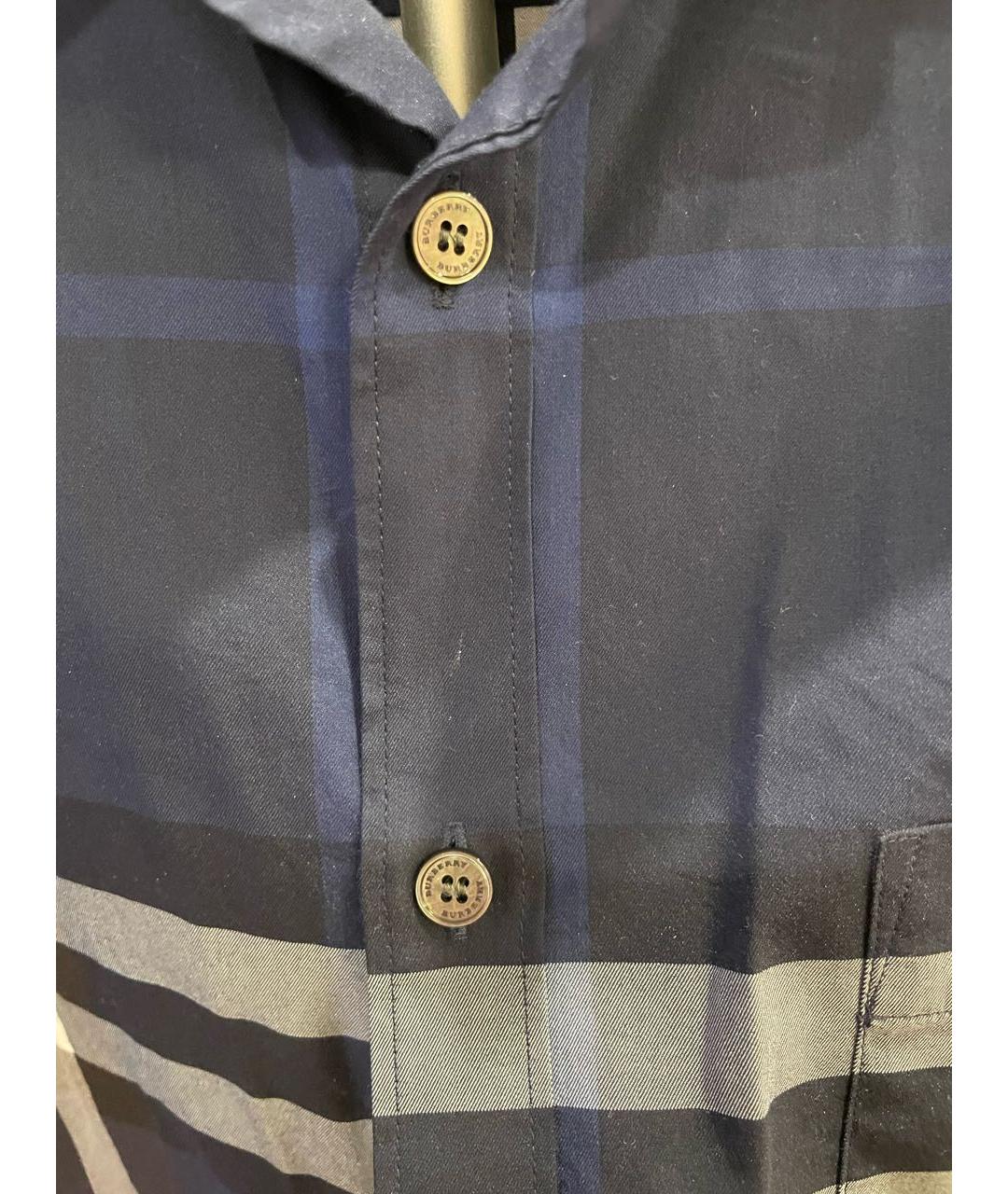 BURBERRY Темно-синяя хлопковая кэжуал рубашка, фото 4