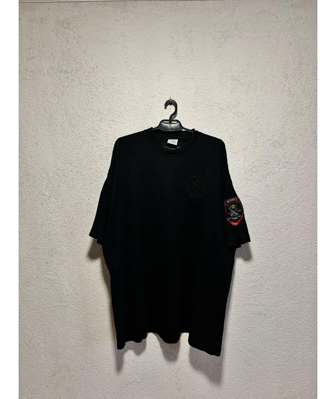VETEMENTS Черная хлопковая футболка, фото 5