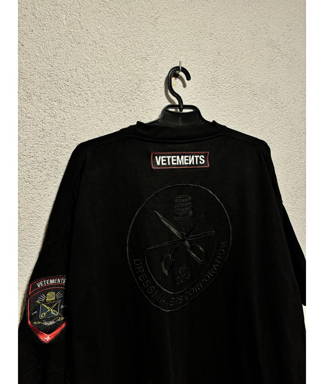 VETEMENTS Черная хлопковая футболка, фото 4