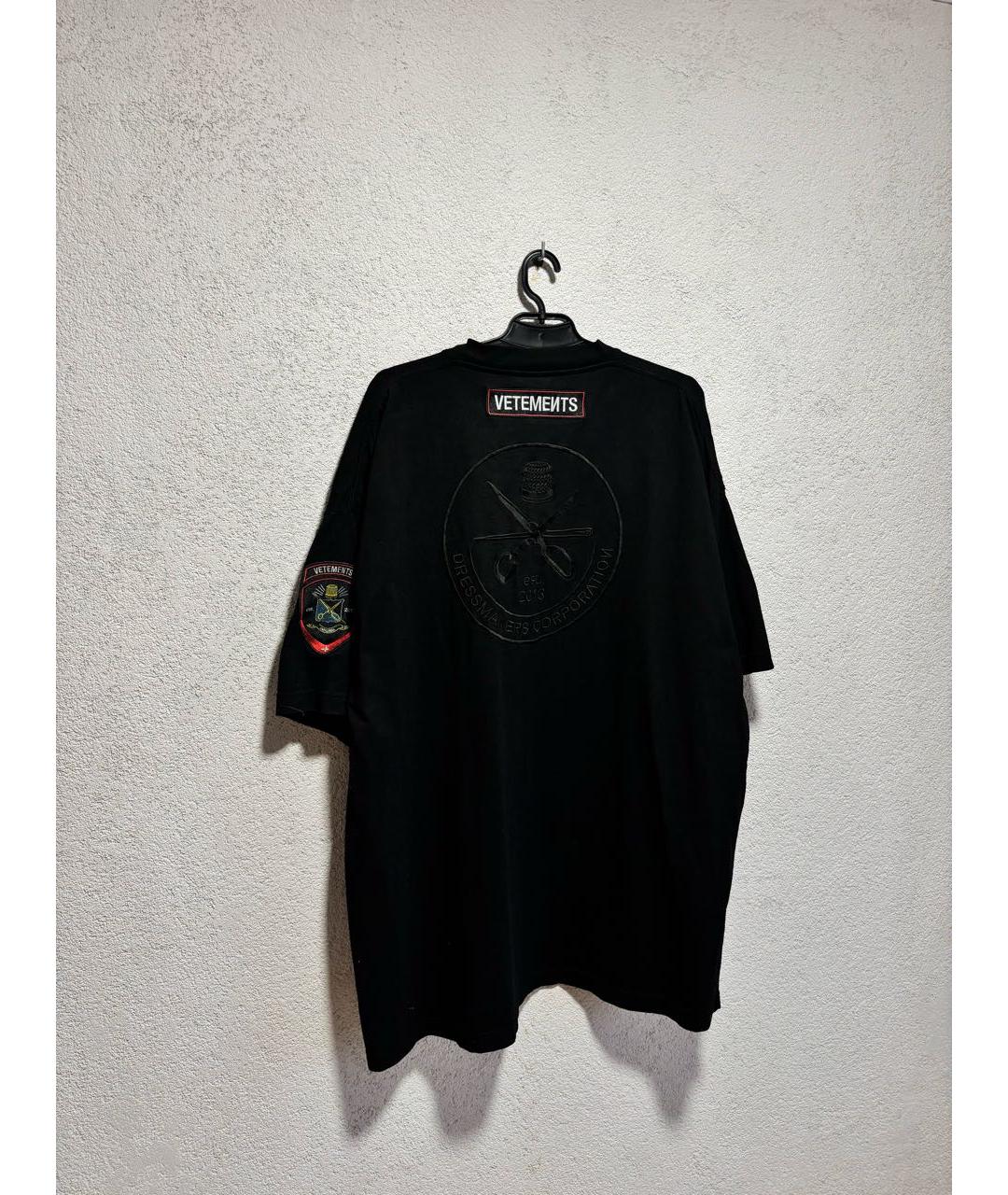 VETEMENTS Черная хлопковая футболка, фото 3