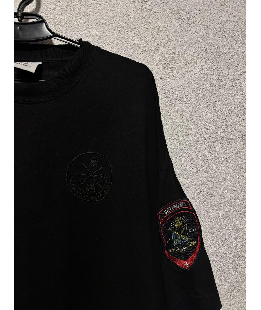 VETEMENTS Черная хлопковая футболка, фото 2