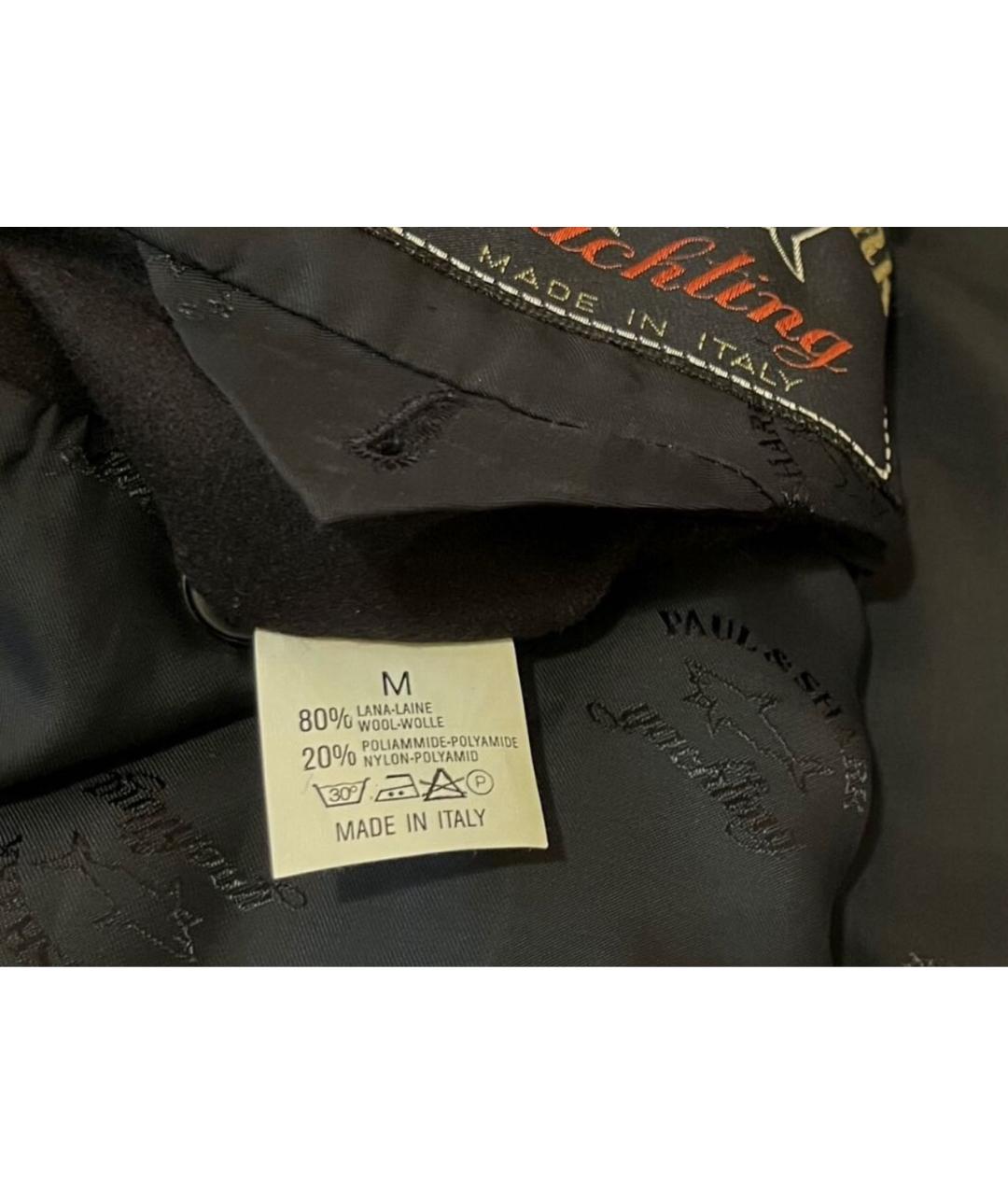 PAUL & SHARK Черное шерстяное пальто, фото 5