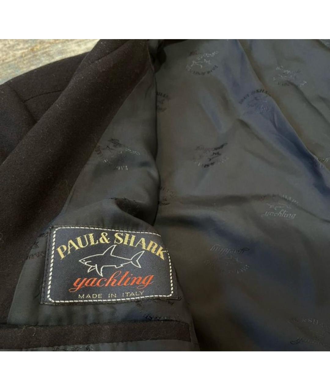 PAUL & SHARK Черное шерстяное пальто, фото 4