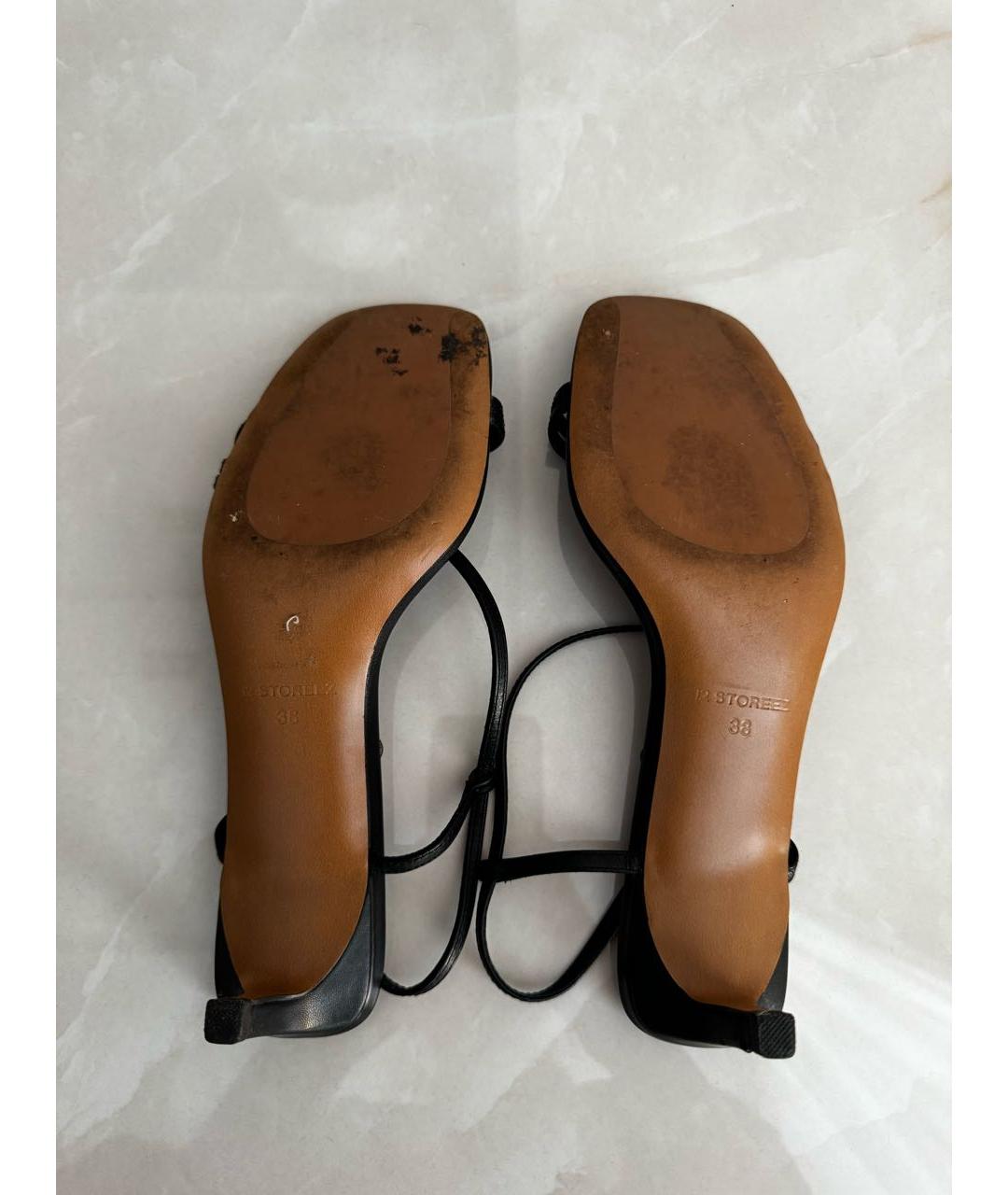 12 STOREEZ Черные кожаные босоножки, фото 6