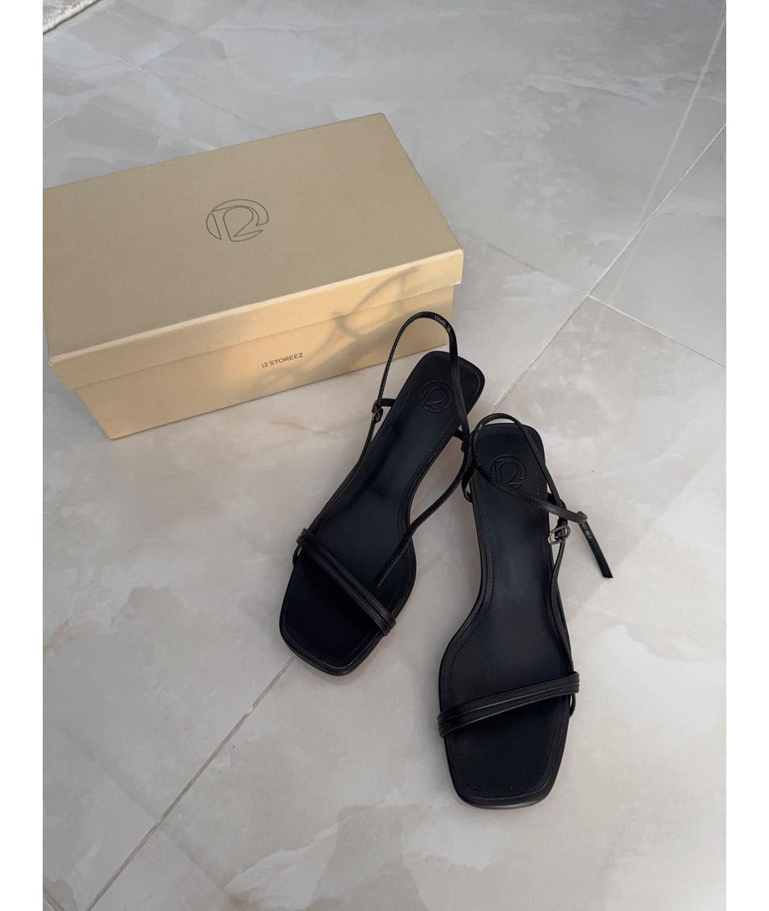 12 STOREEZ Черные кожаные босоножки, фото 5