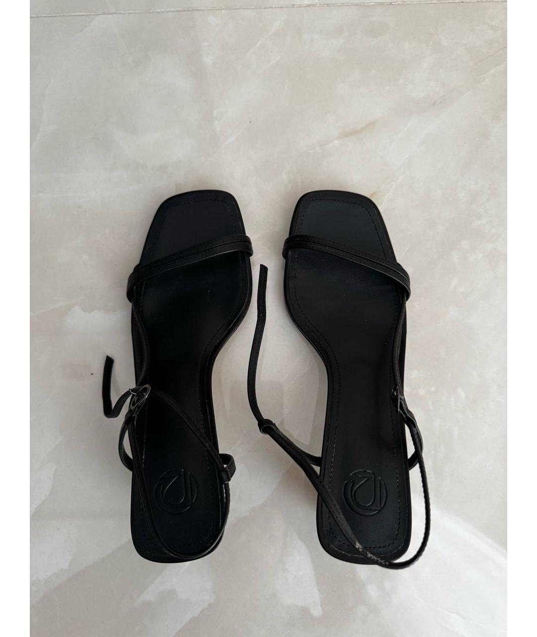 12 STOREEZ Черные кожаные босоножки, фото 3