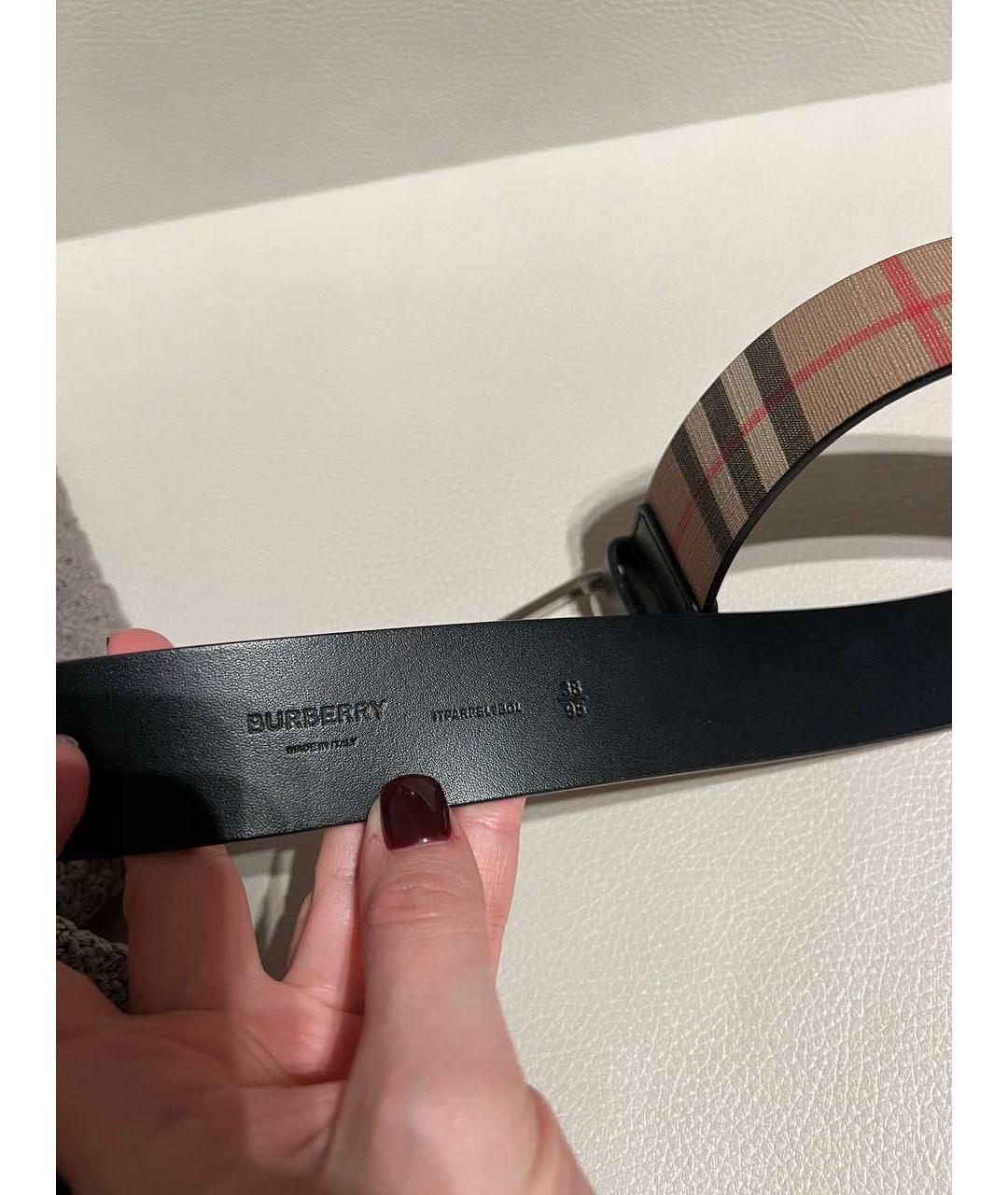 BURBERRY Бежевый кожаный ремень, фото 4