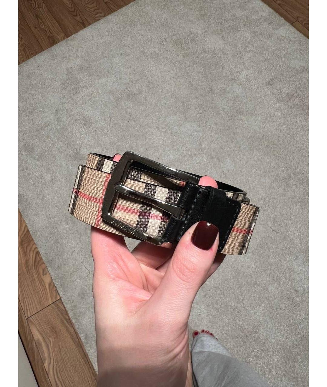 BURBERRY Бежевый кожаный ремень, фото 3