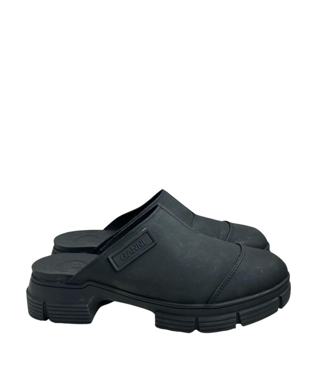 GANNI Черные резиновые сабо, фото 1