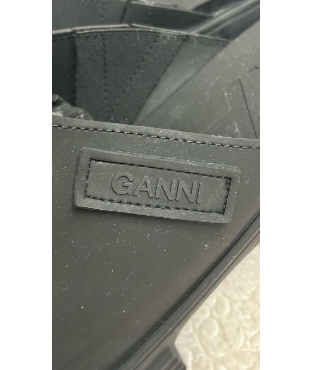 GANNI Черные резиновые сабо, фото 4