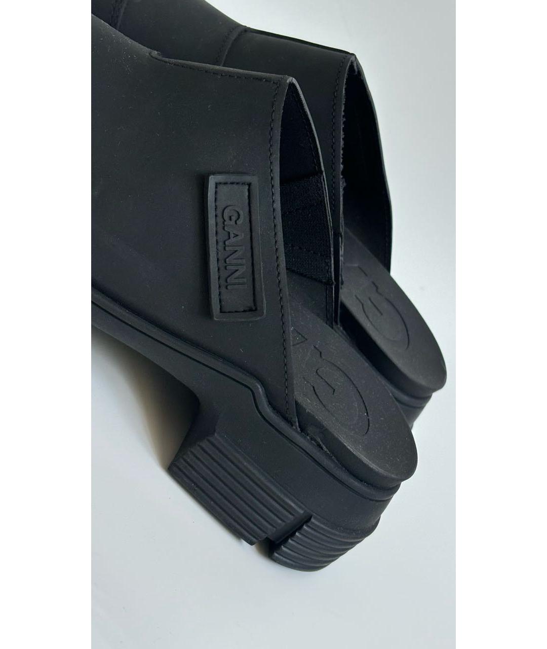 GANNI Черные резиновые сабо, фото 4