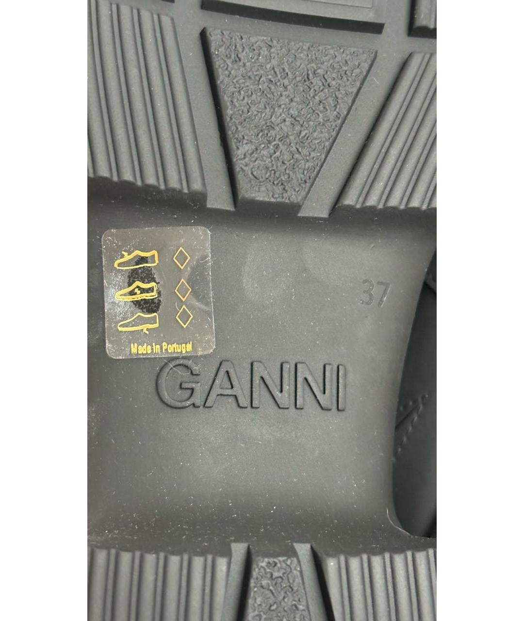 GANNI Черные резиновые сабо, фото 5