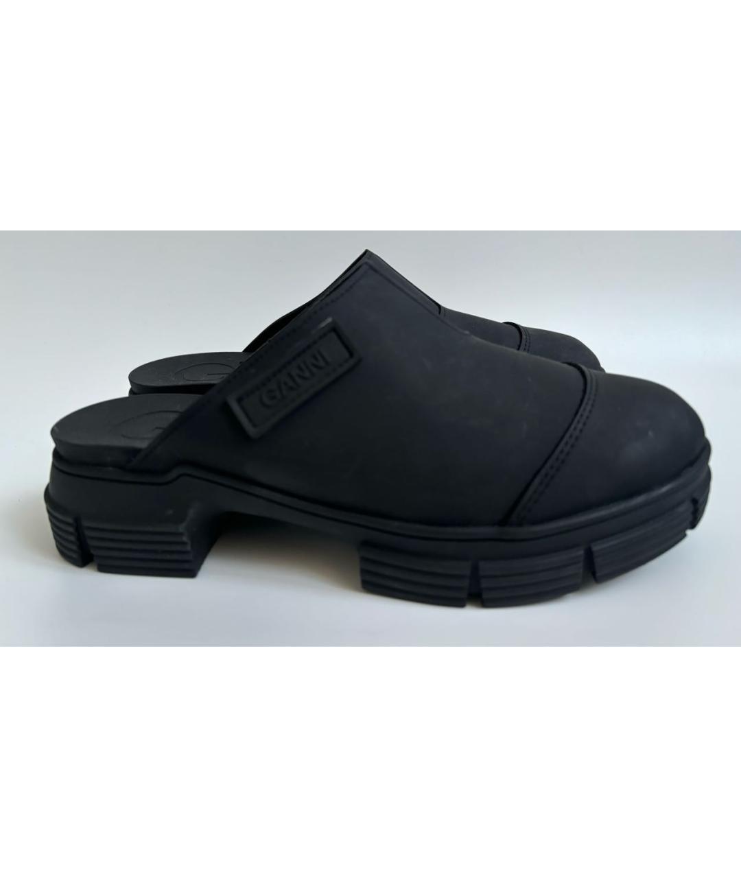 GANNI Черные резиновые сабо, фото 2