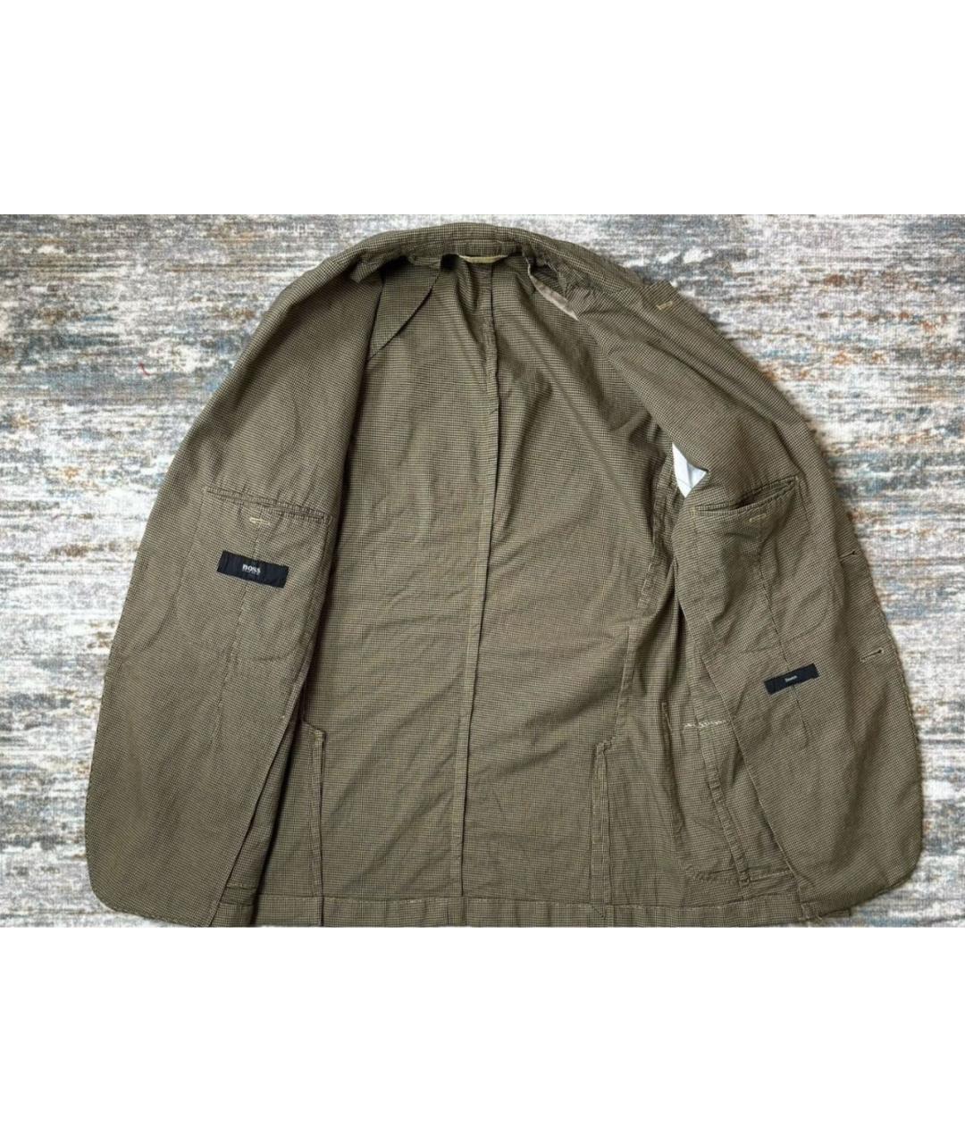 HUGO BOSS Хаки хлопко-эластановый пиджак, фото 3