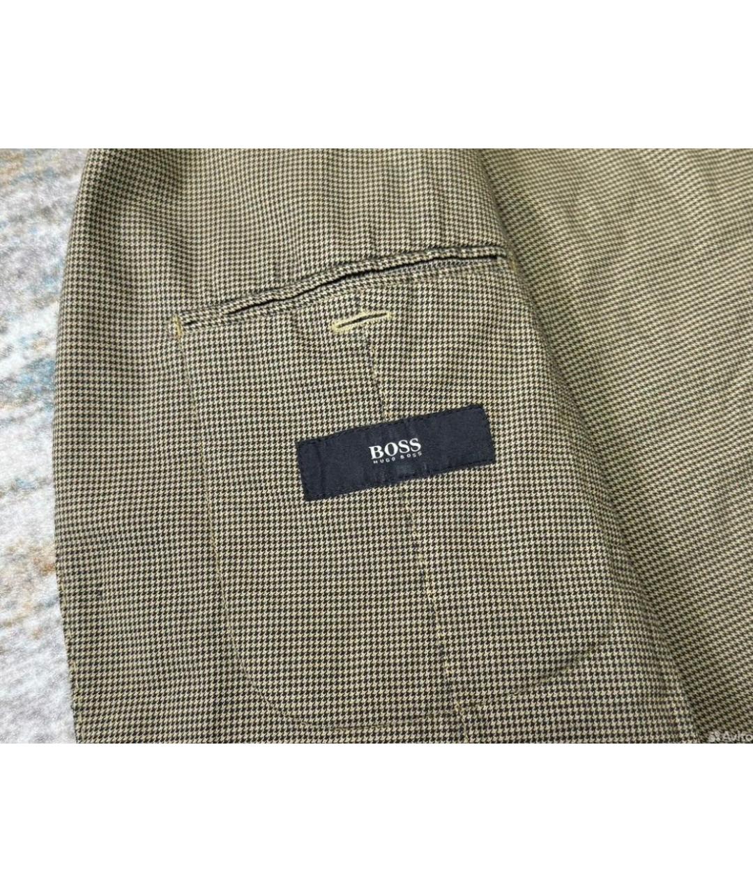 HUGO BOSS Хаки хлопко-эластановый пиджак, фото 4