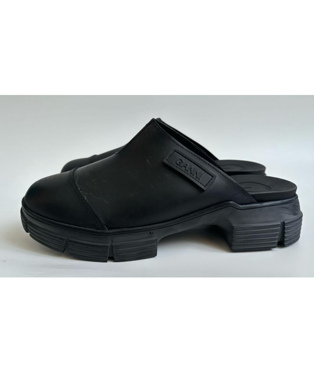 GANNI Черные резиновые сабо, фото 2