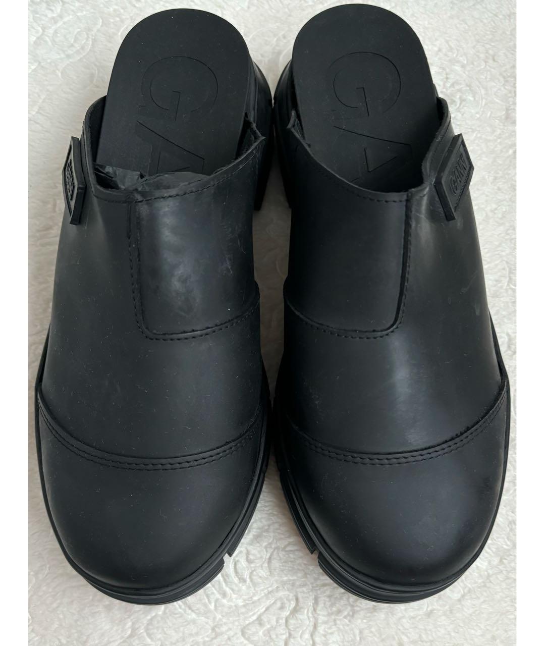 GANNI Черные резиновые сабо, фото 2