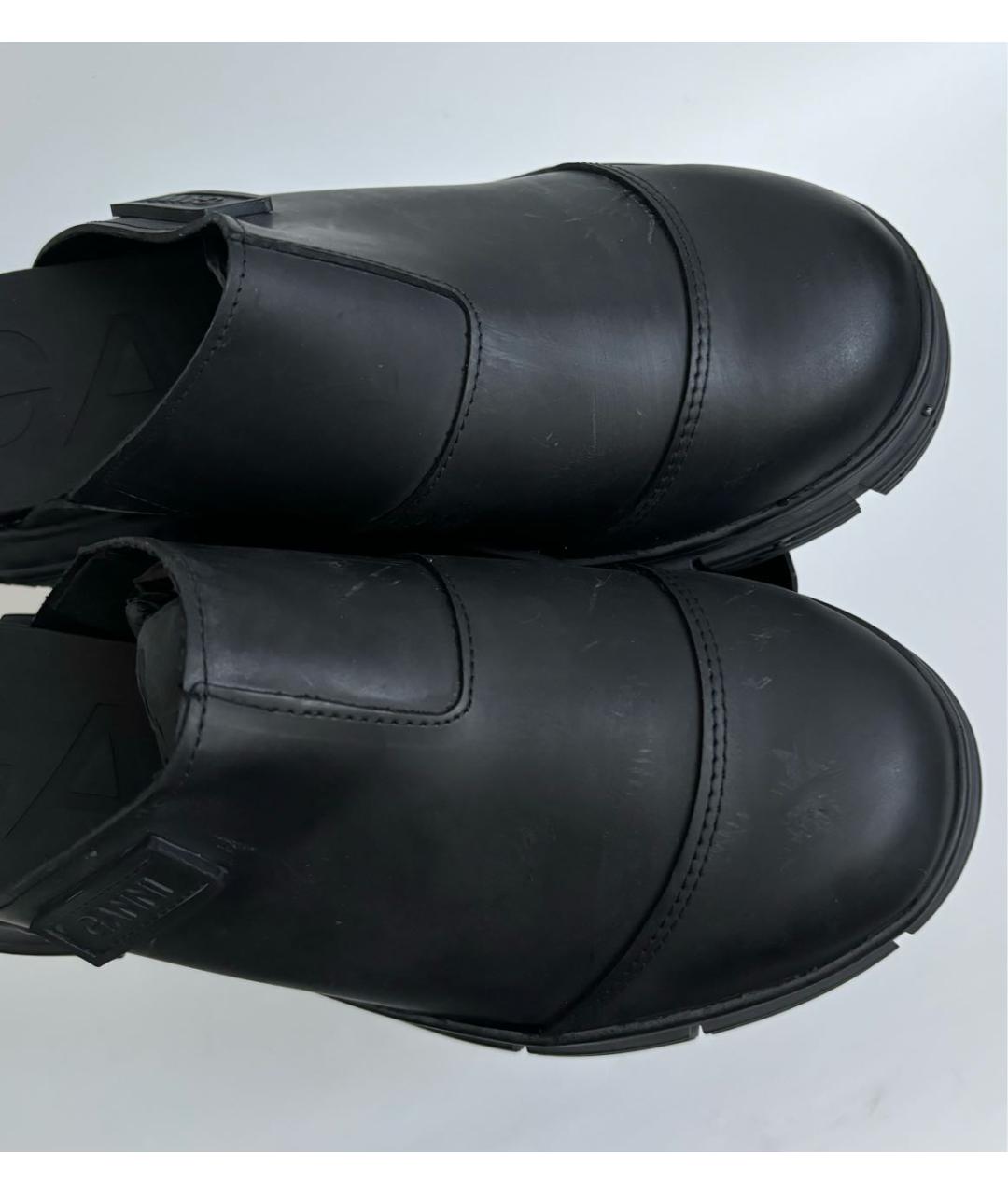 GANNI Черные резиновые сабо, фото 8