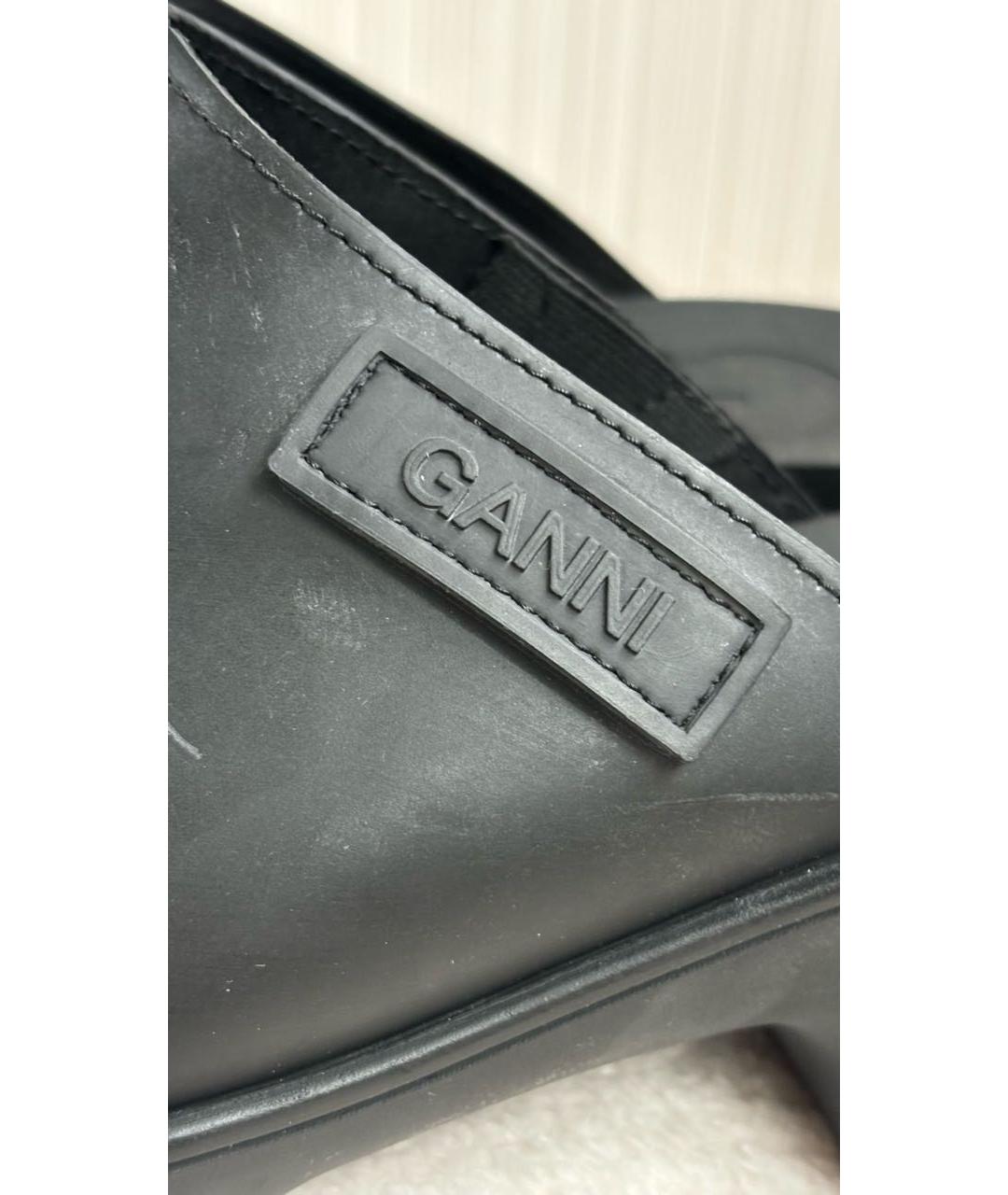 GANNI Черные резиновые сабо, фото 5