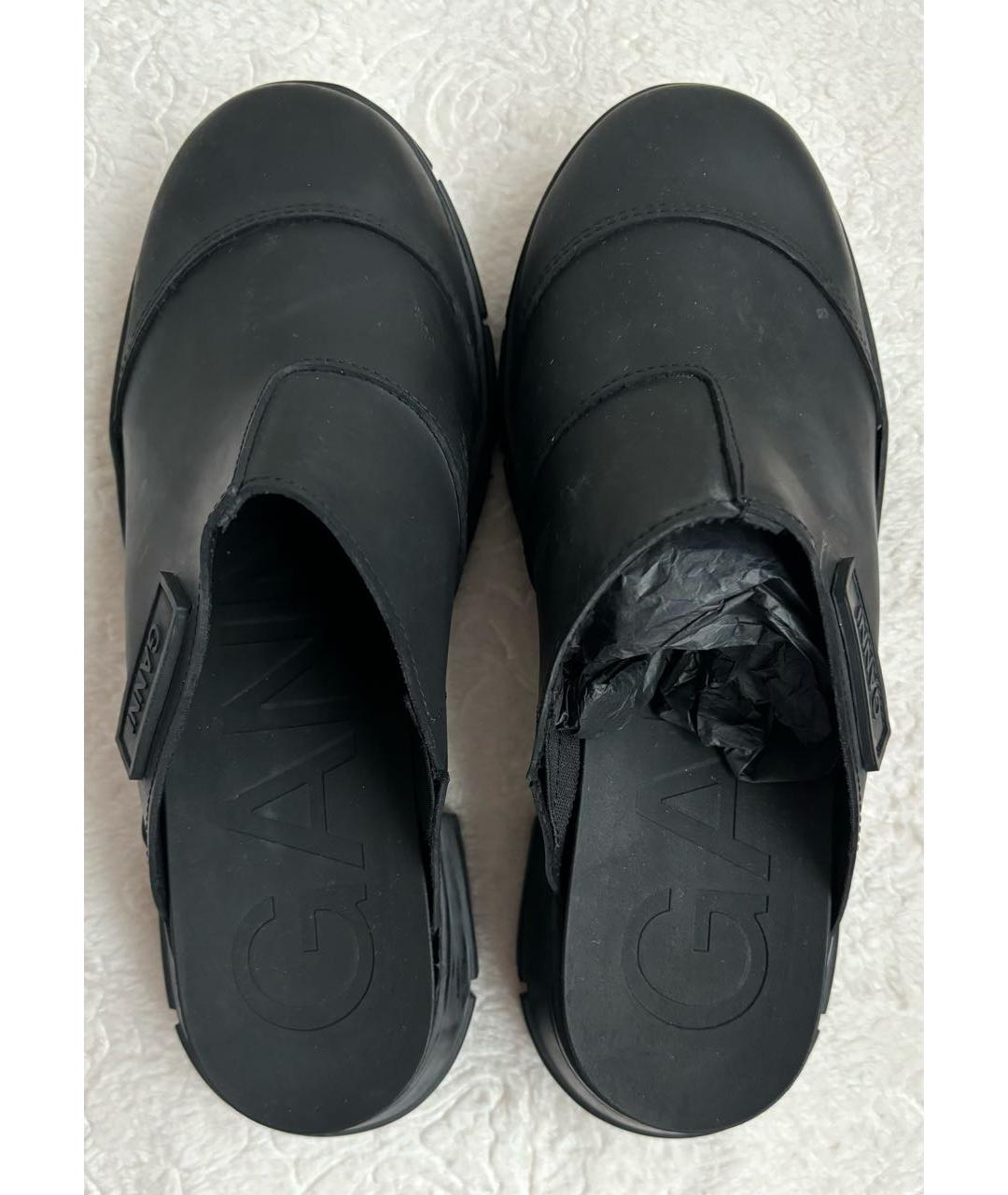 GANNI Черные резиновые сабо, фото 8
