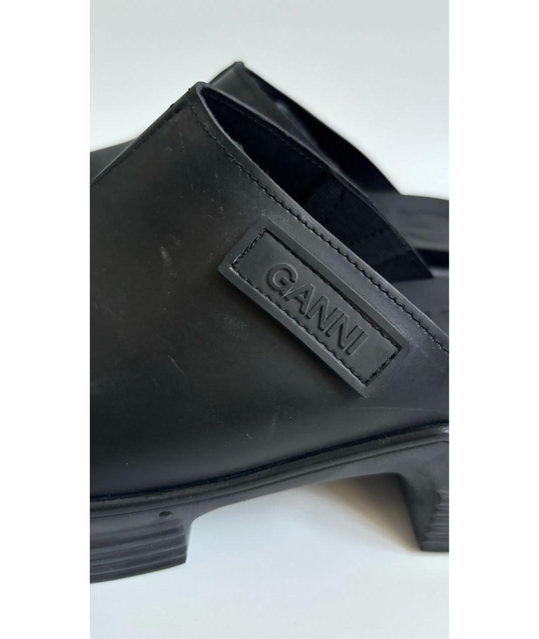 GANNI Черные резиновые сабо, фото 3