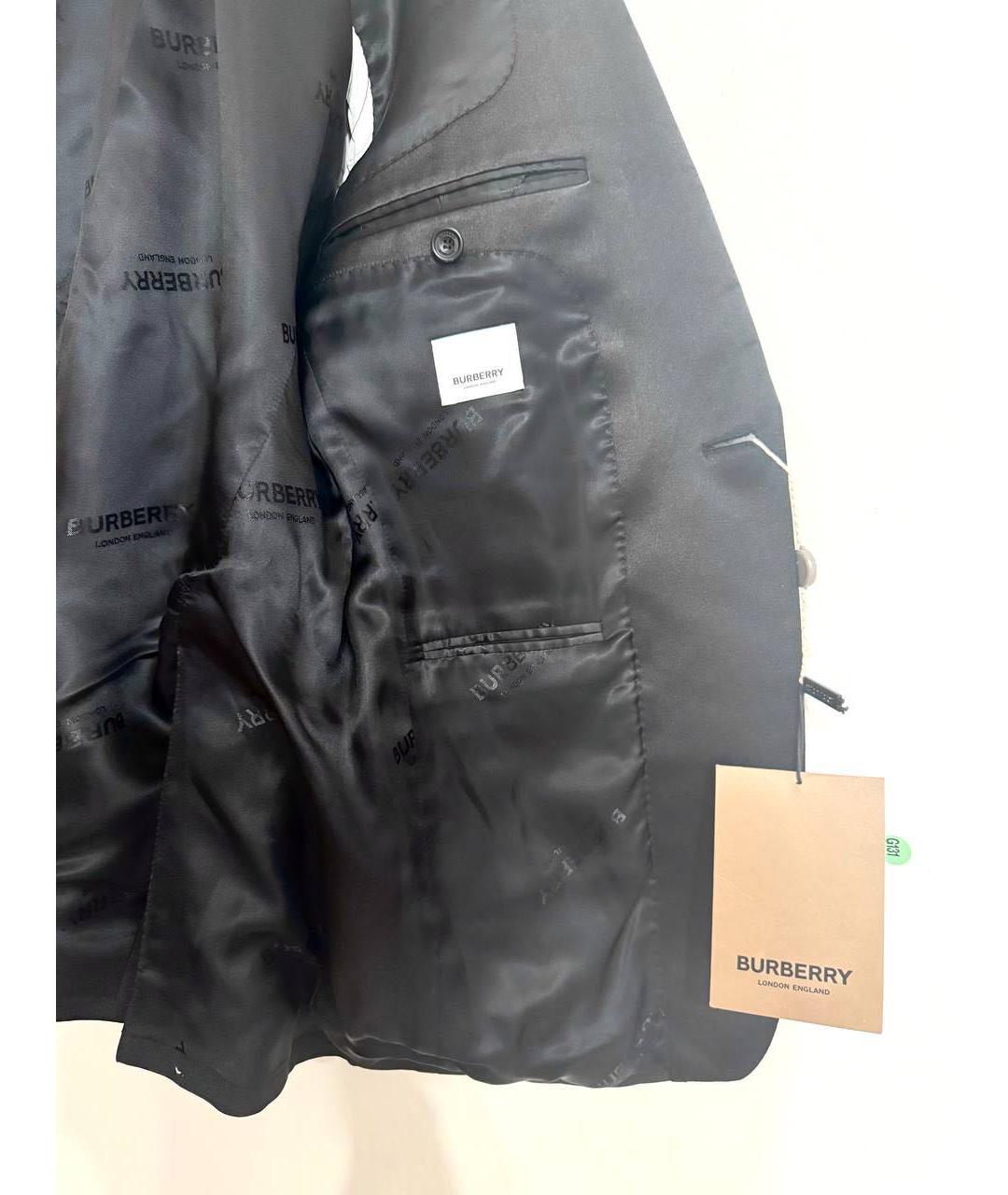 BURBERRY Черный хлопко-эластановый пиджак, фото 4