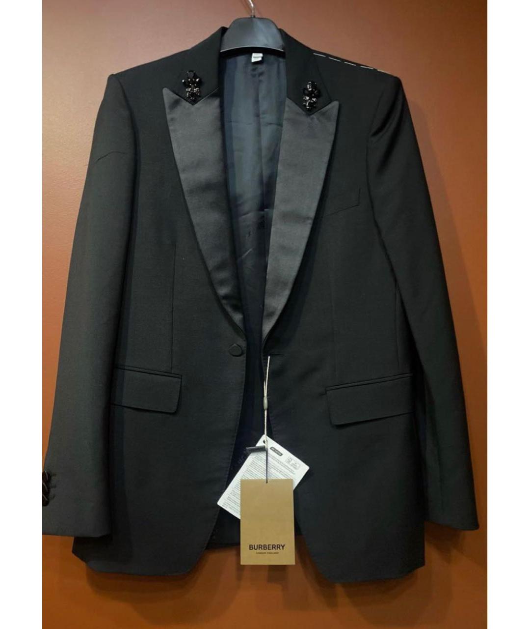 BURBERRY Черный хлопко-эластановый пиджак, фото 5