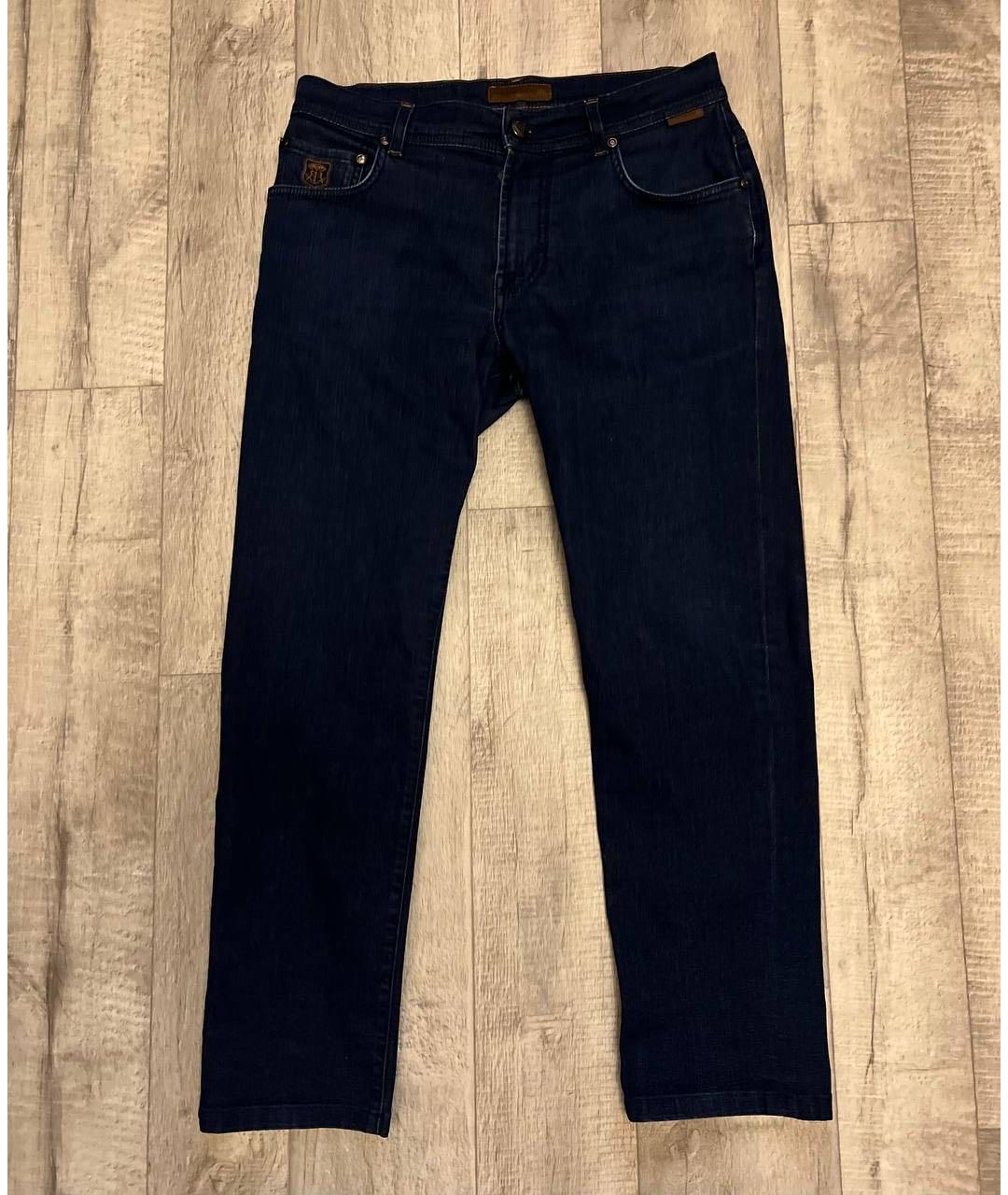 CORNELIANI Темно-синие хлопко-эластановые прямые джинсы, фото 9