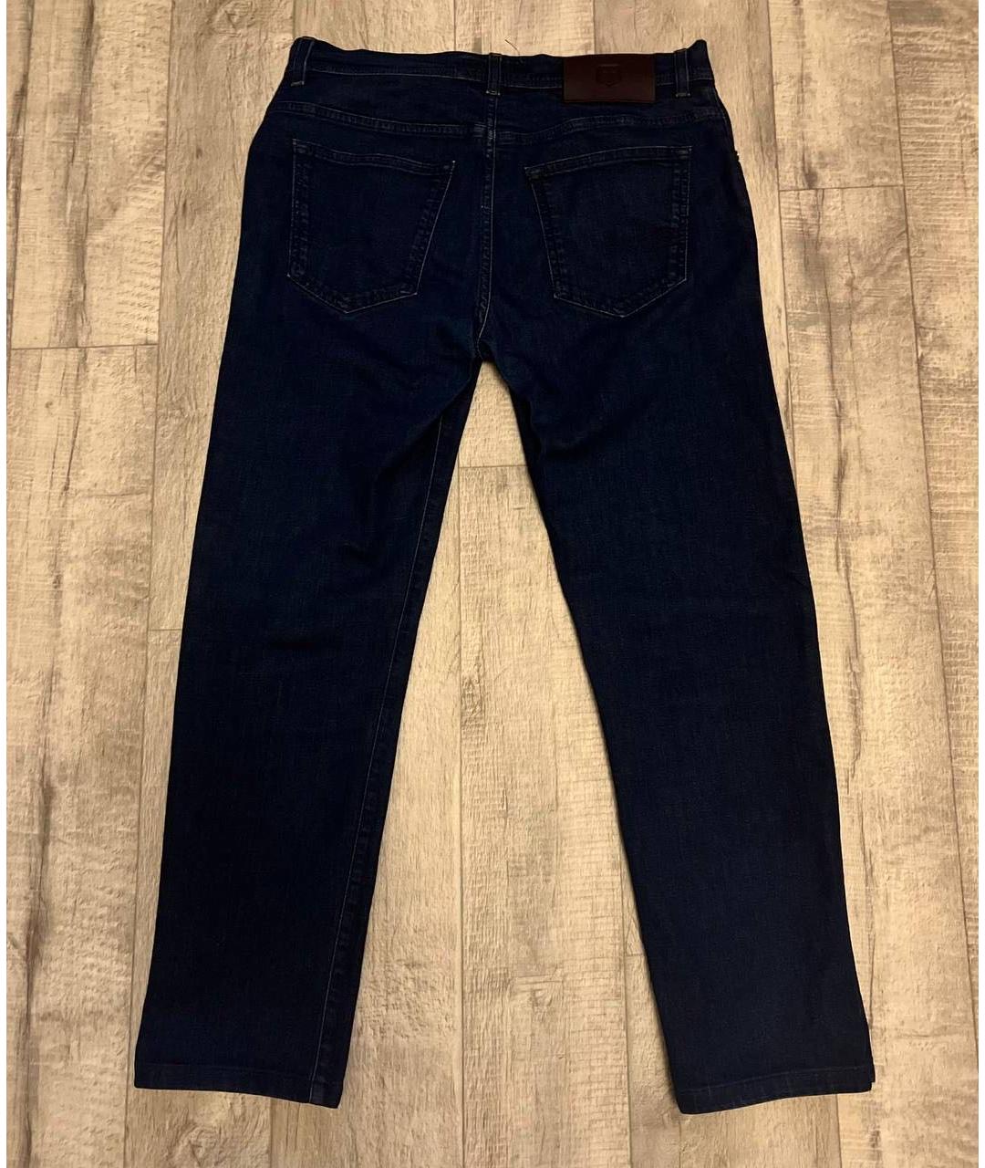 CORNELIANI Темно-синие хлопко-эластановые прямые джинсы, фото 4