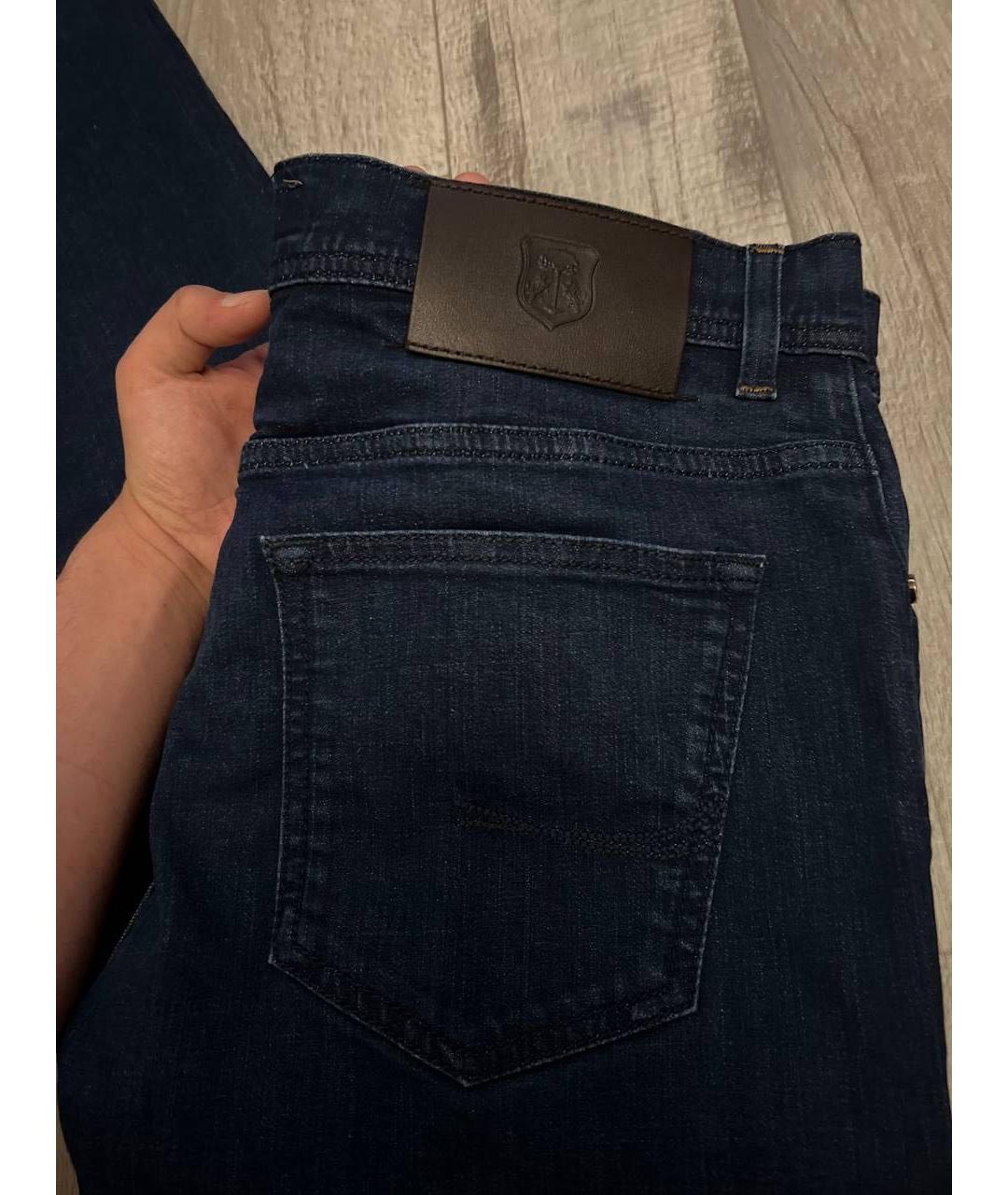 CORNELIANI Темно-синие хлопко-эластановые прямые джинсы, фото 6