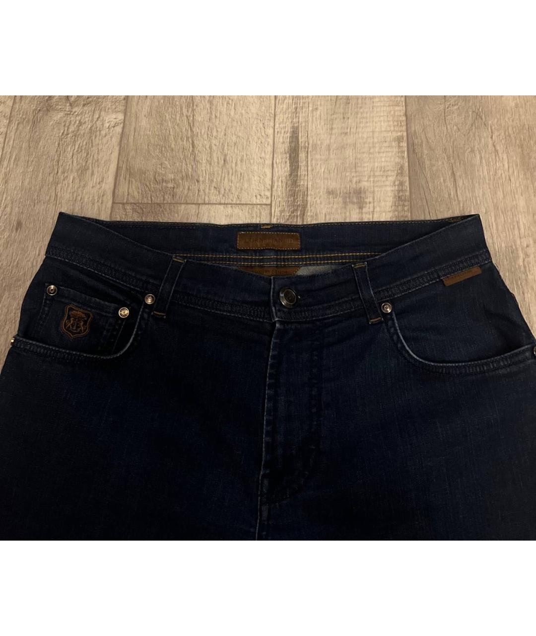 CORNELIANI Темно-синие хлопко-эластановые прямые джинсы, фото 2