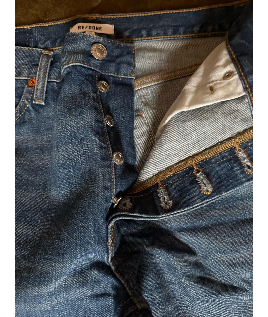 Re done Синие хлопковые прямые джинсы, фото 6