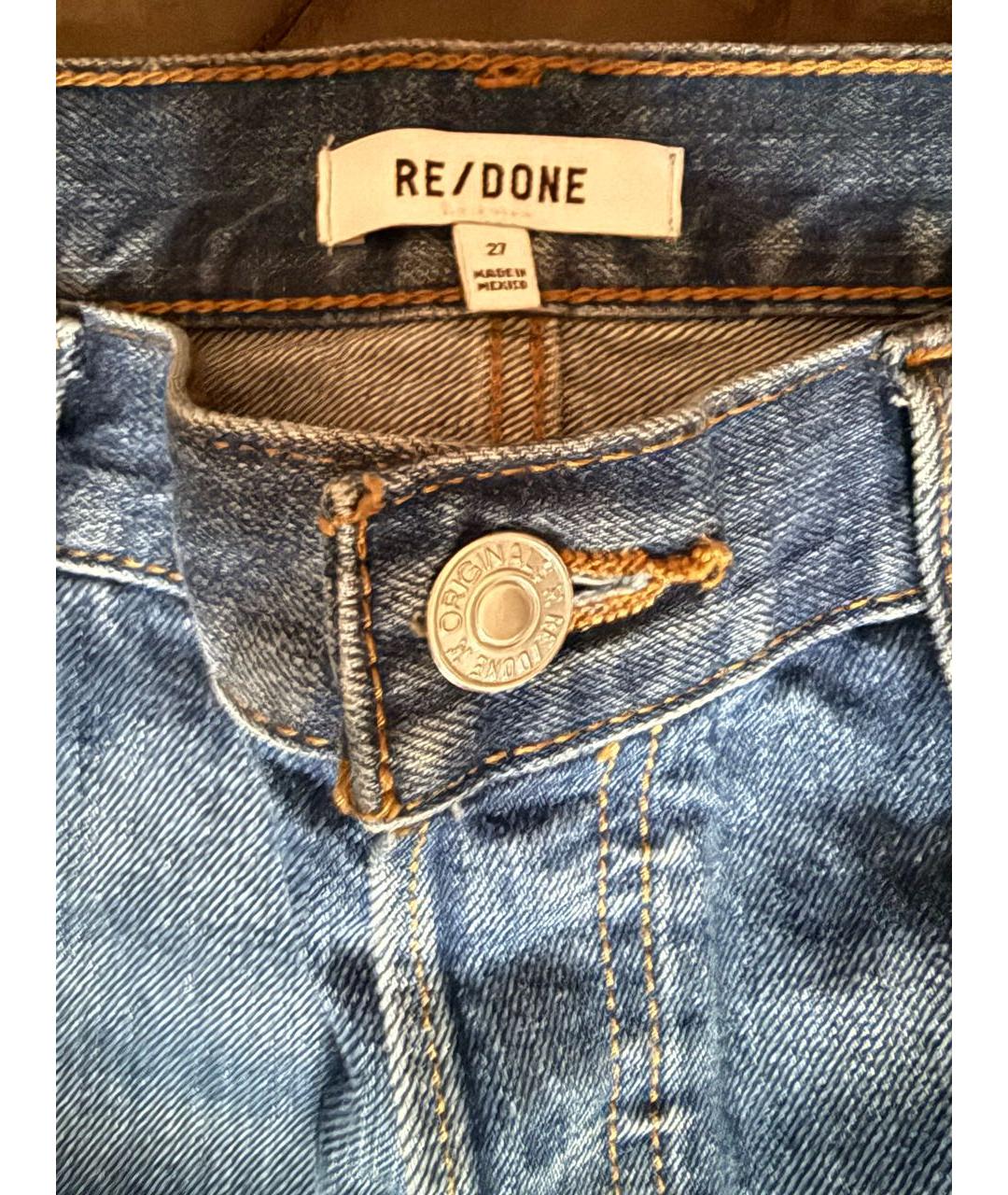 Re done Синие хлопковые прямые джинсы, фото 3